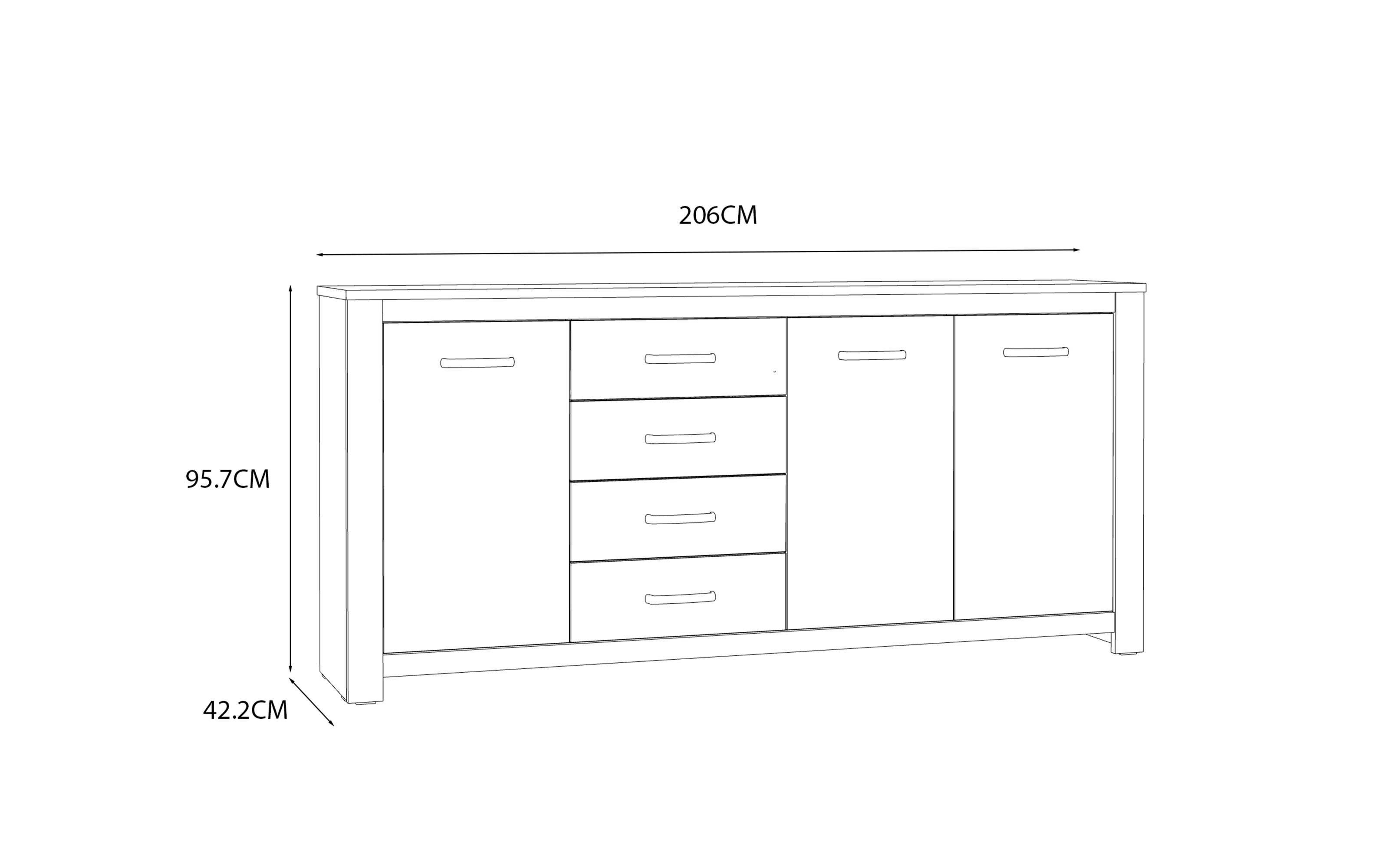 Kommode San Cayetano, Mauvella Eiche-Nachbildung, 206 cm