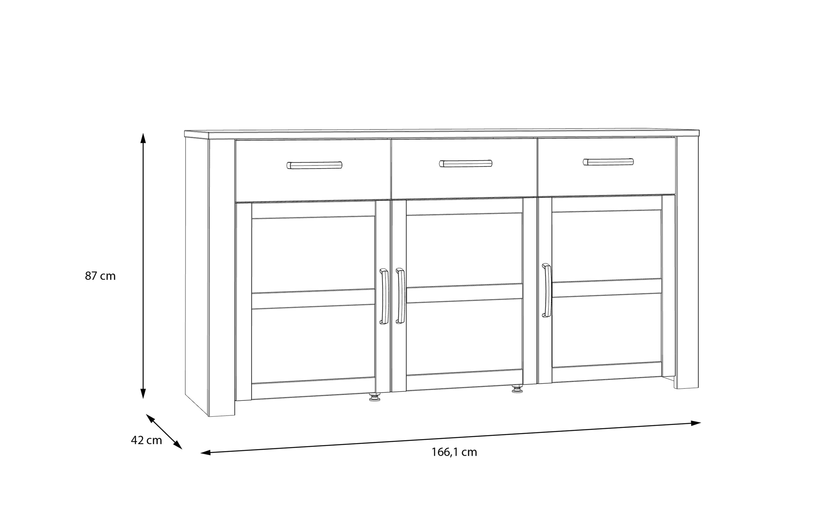 Sideboard Bohol, Riviera Eiche-Nachbildung/grau, 166,1 cm