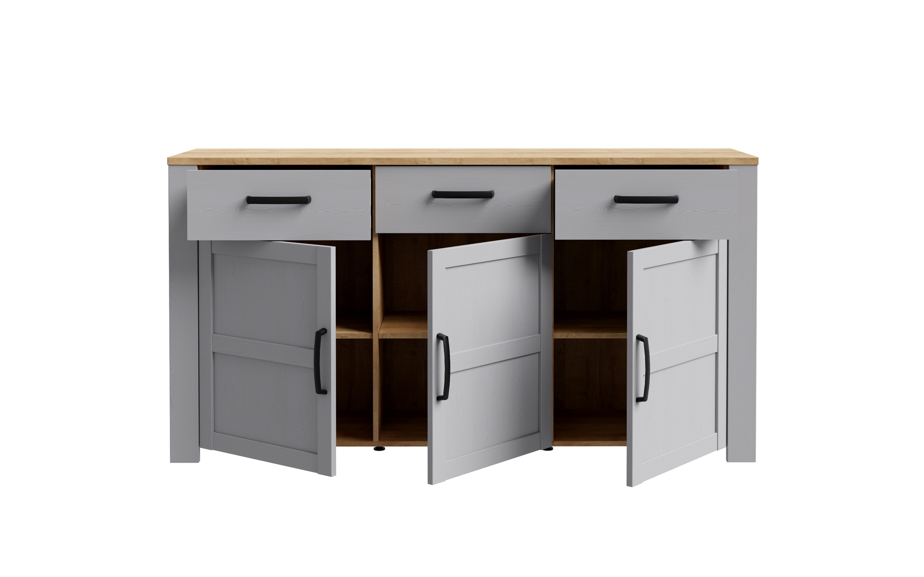 Sideboard Bohol, Riviera Eiche-Nachbildung/grau, 166,1 cm