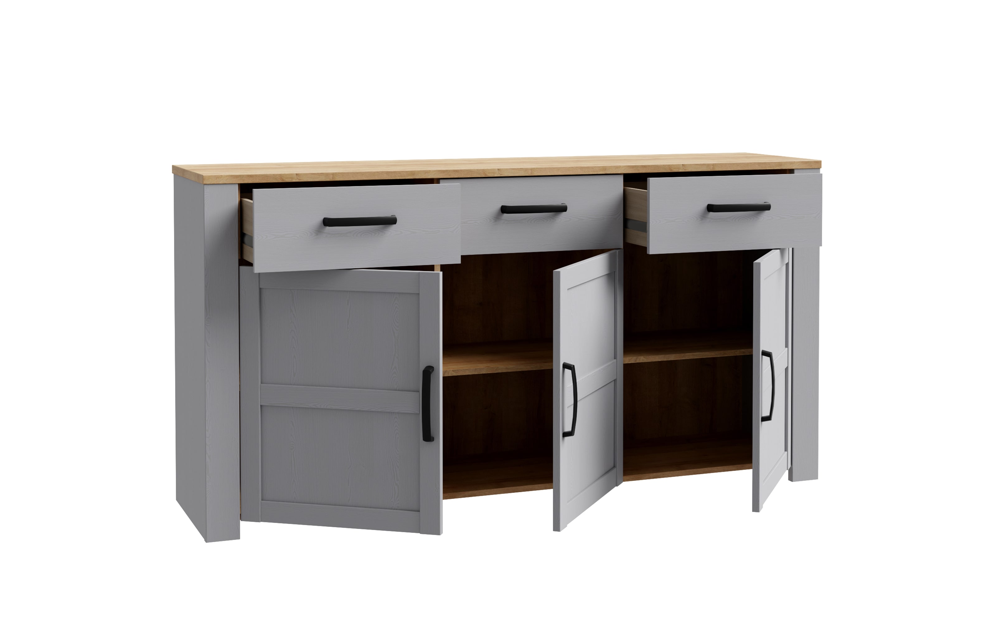 Sideboard Bohol, Riviera Eiche-Nachbildung/grau, 166,1 cm