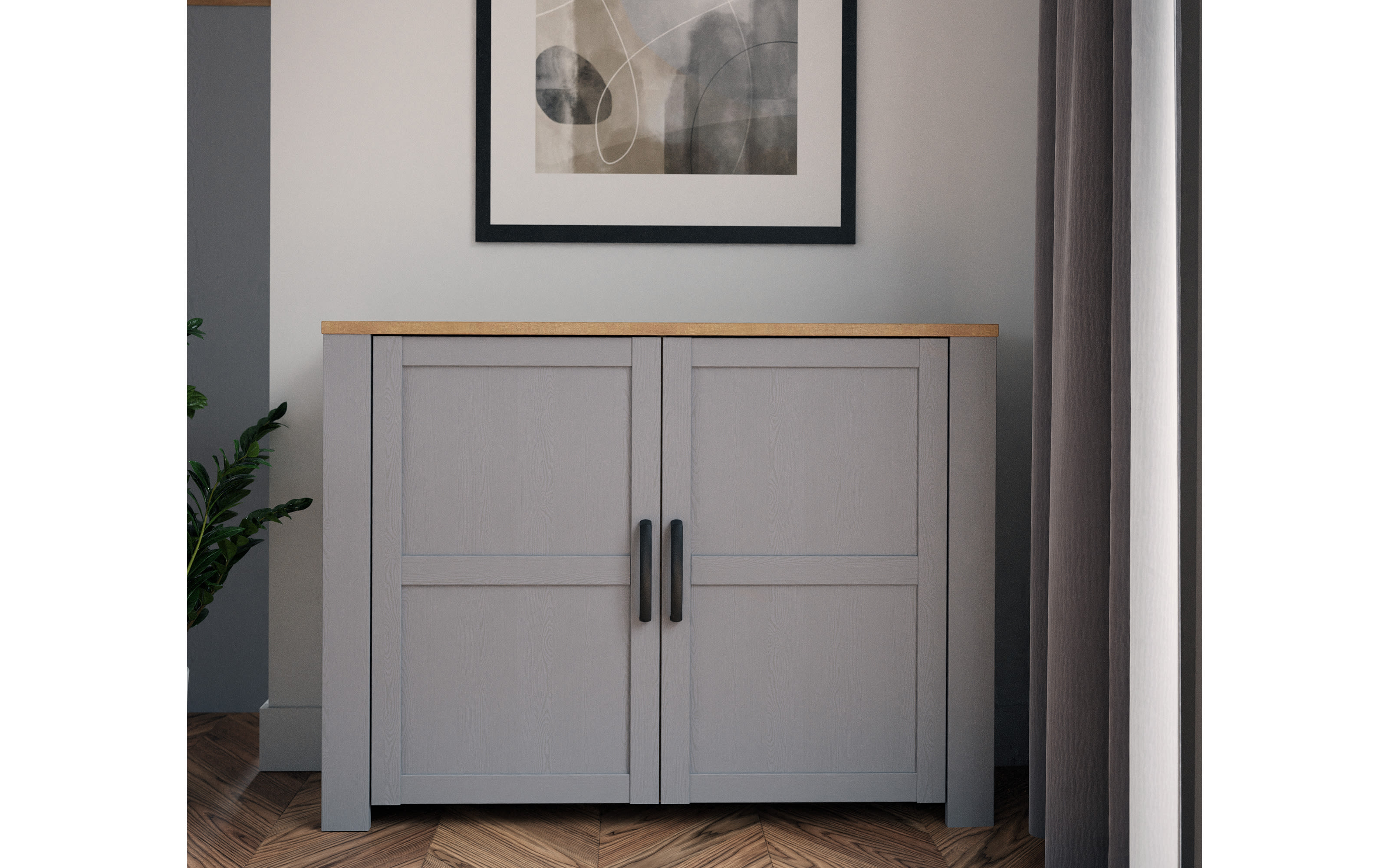 Sideboard Bohol, Riviera Eiche-Nachbildung/grau, 116,4 cm