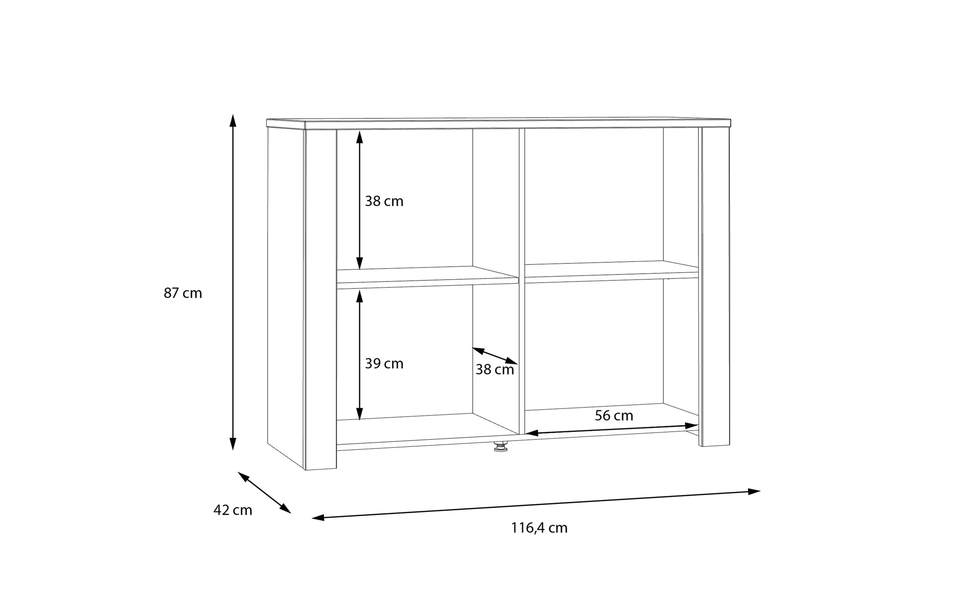 Sideboard Bohol, Riviera Eiche-Nachbildung/grau, 116,4 cm