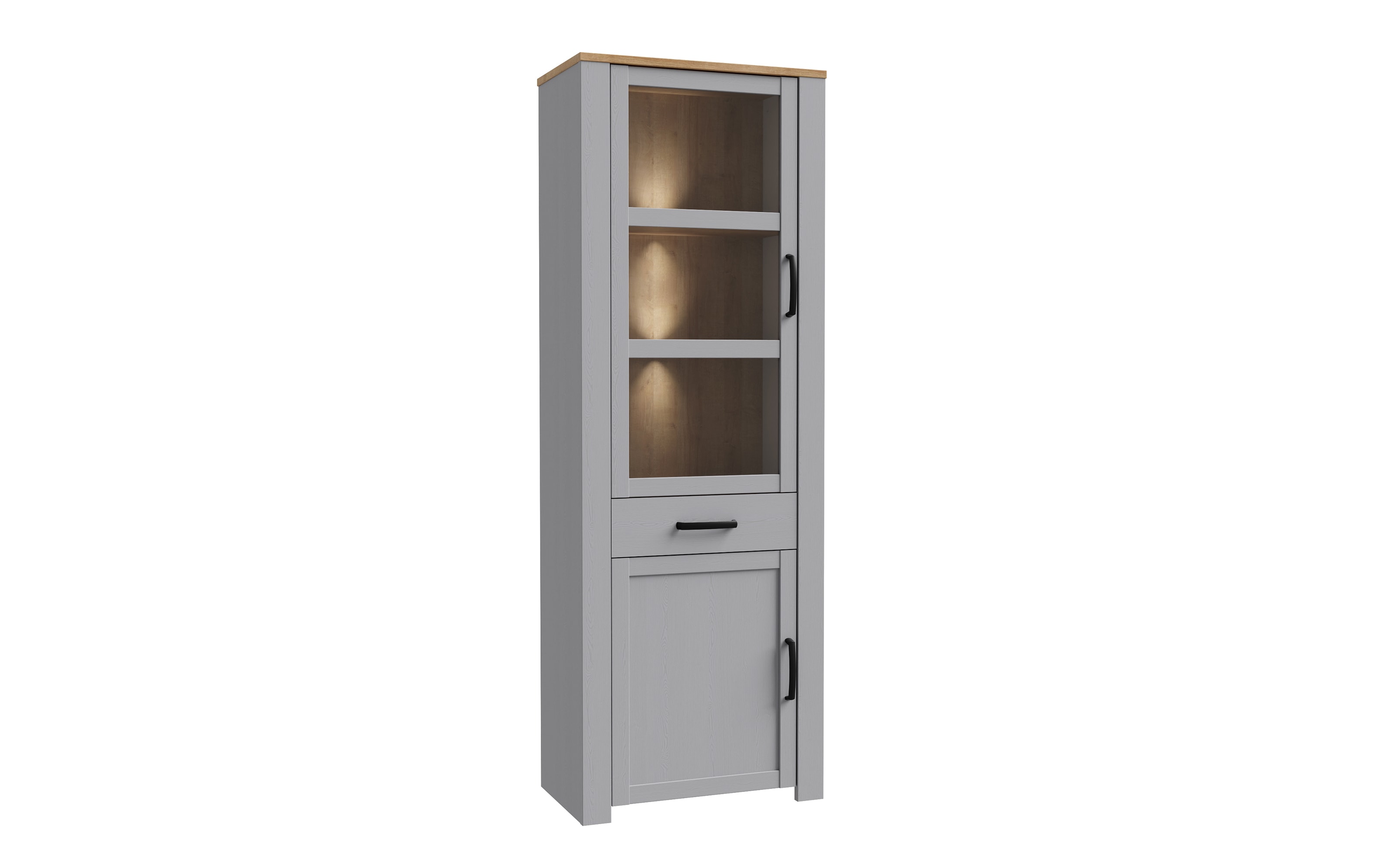 Vitrine Bohol, Riviera Eiche-Nachbildung/grau, 71,7 cm
