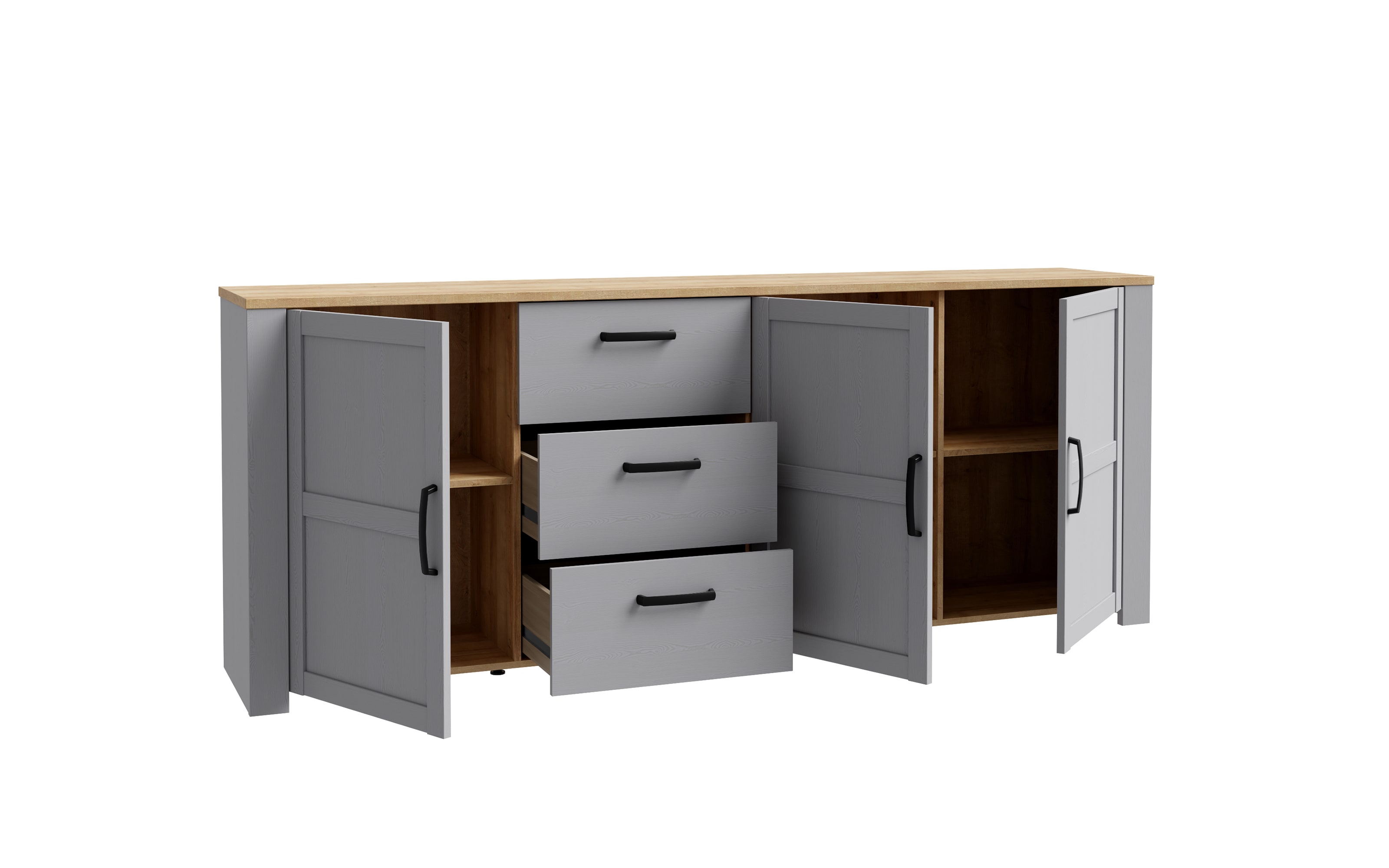 Sideboard Bohol, Riviera Eiche-Nachbildung/grau, 220,8 cm