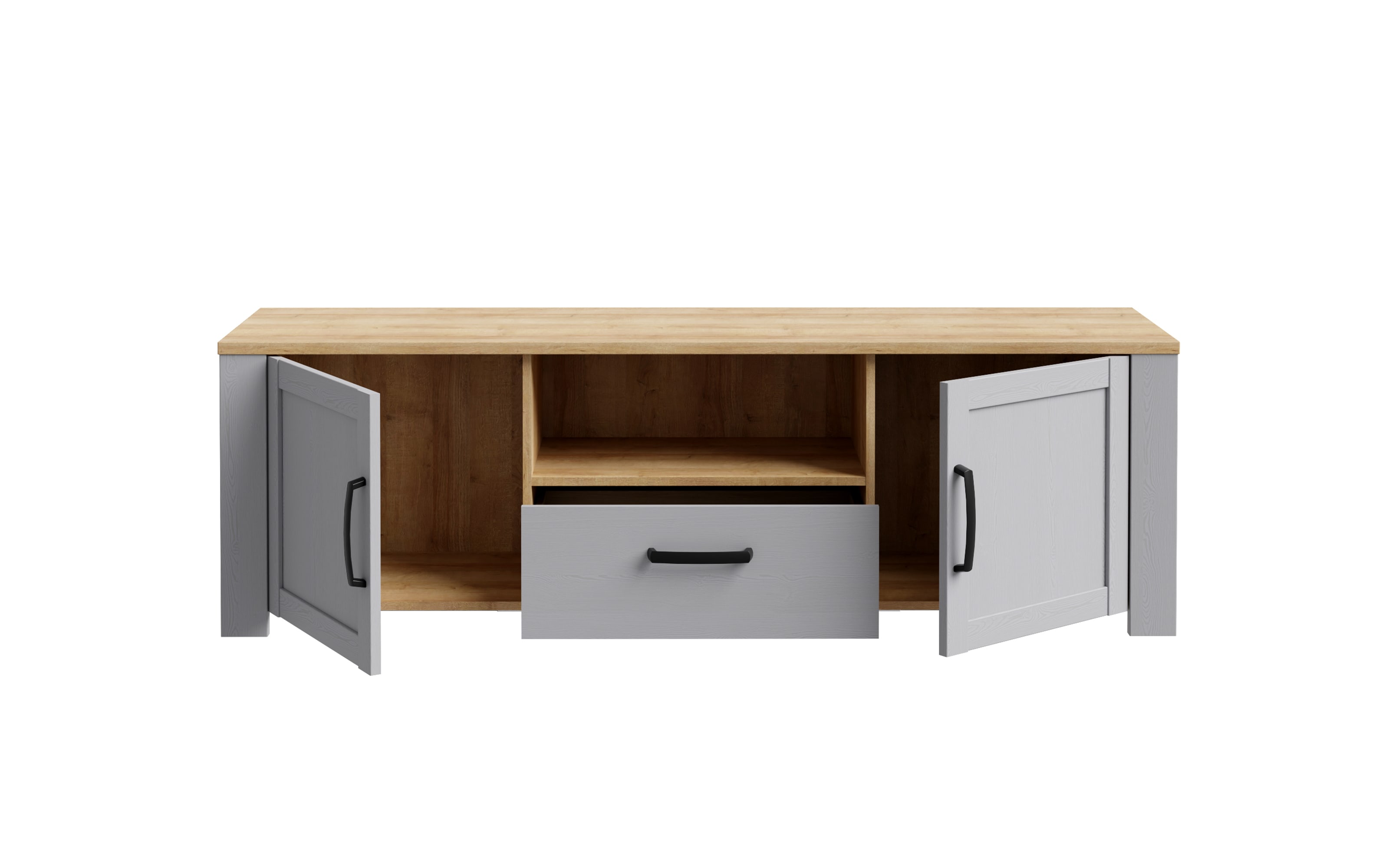 TV-Unterschrank Bohol, Riviera Eiche-Nachbildung/grau