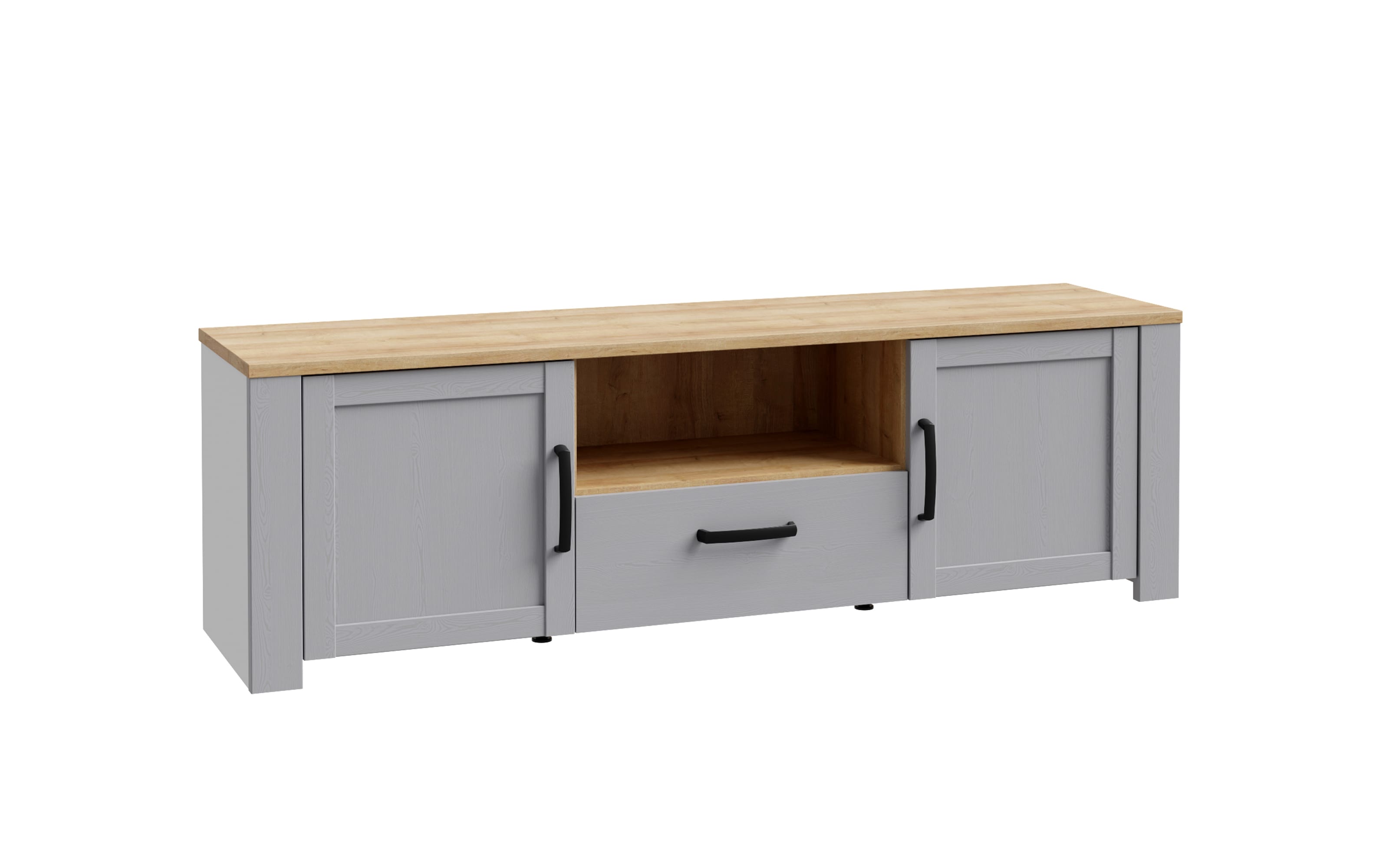 TV-Unterschrank Bohol, Riviera Eiche-Nachbildung/grau