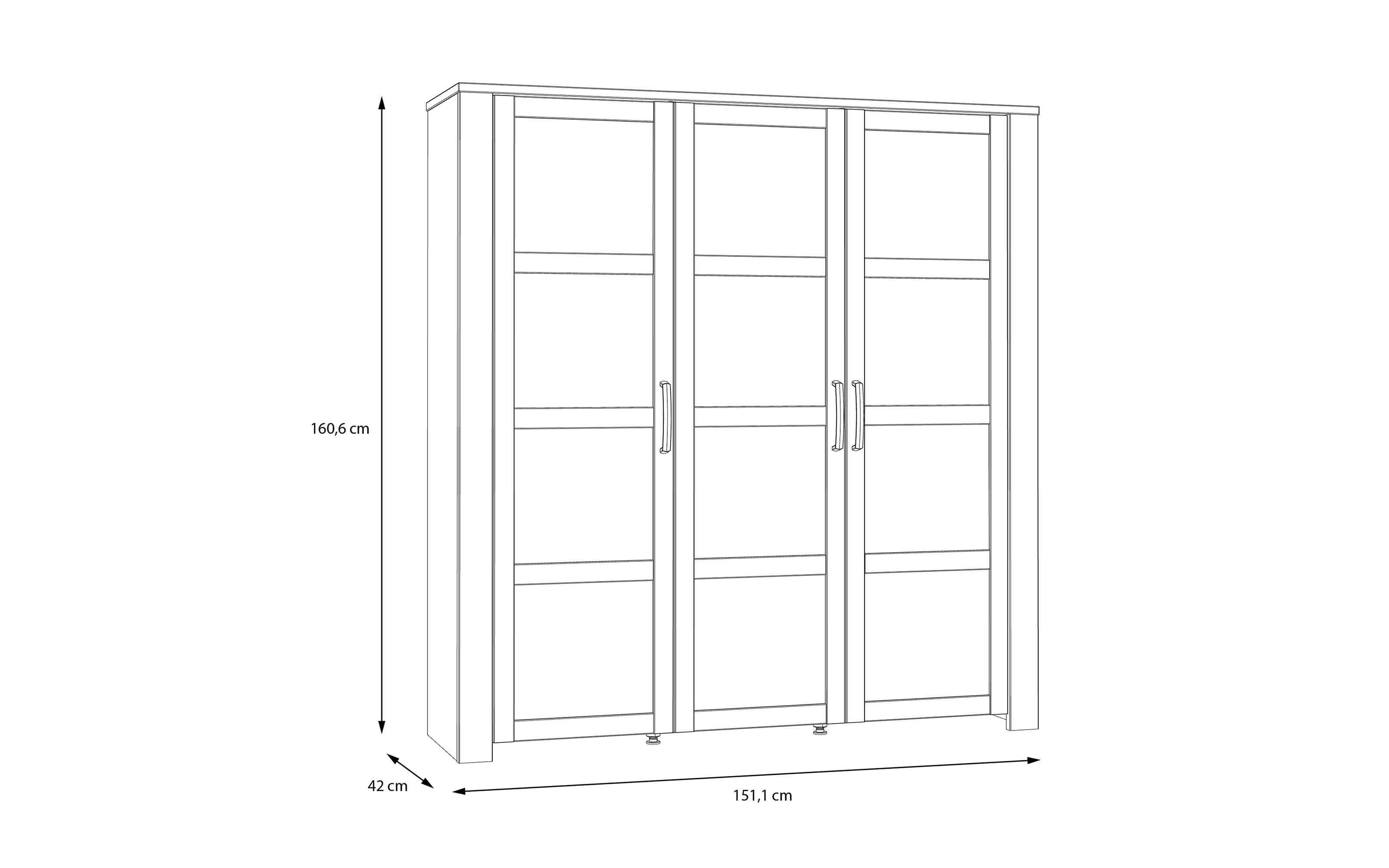 Hochvitrine Bohol, Riviera Eiche-Nachbildung/grau, 151,1 cm