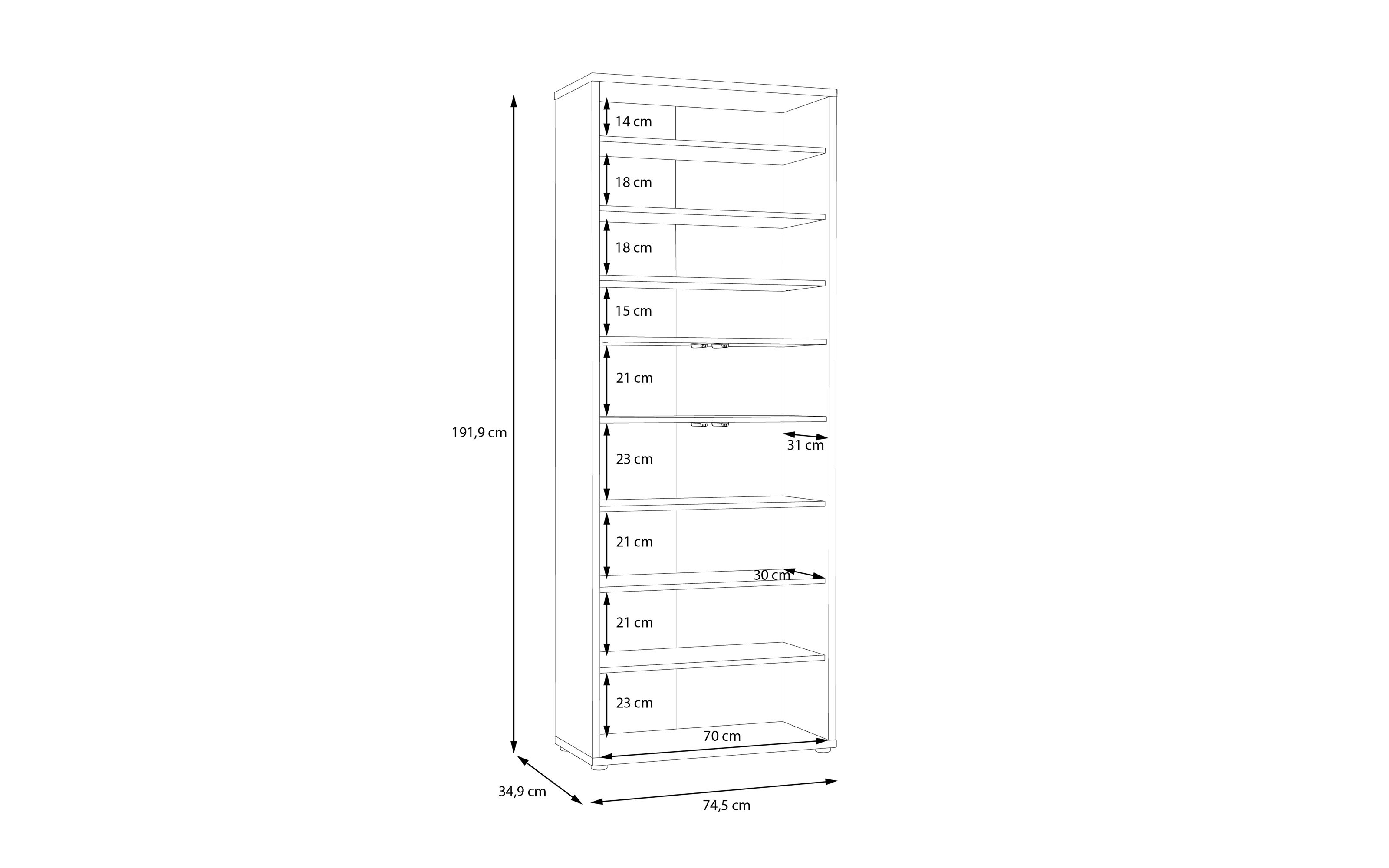 Schuhschrank Alice Springs, Artisan Eiche-Nachbildung, grau, inkl. Push-to-Open Funktion