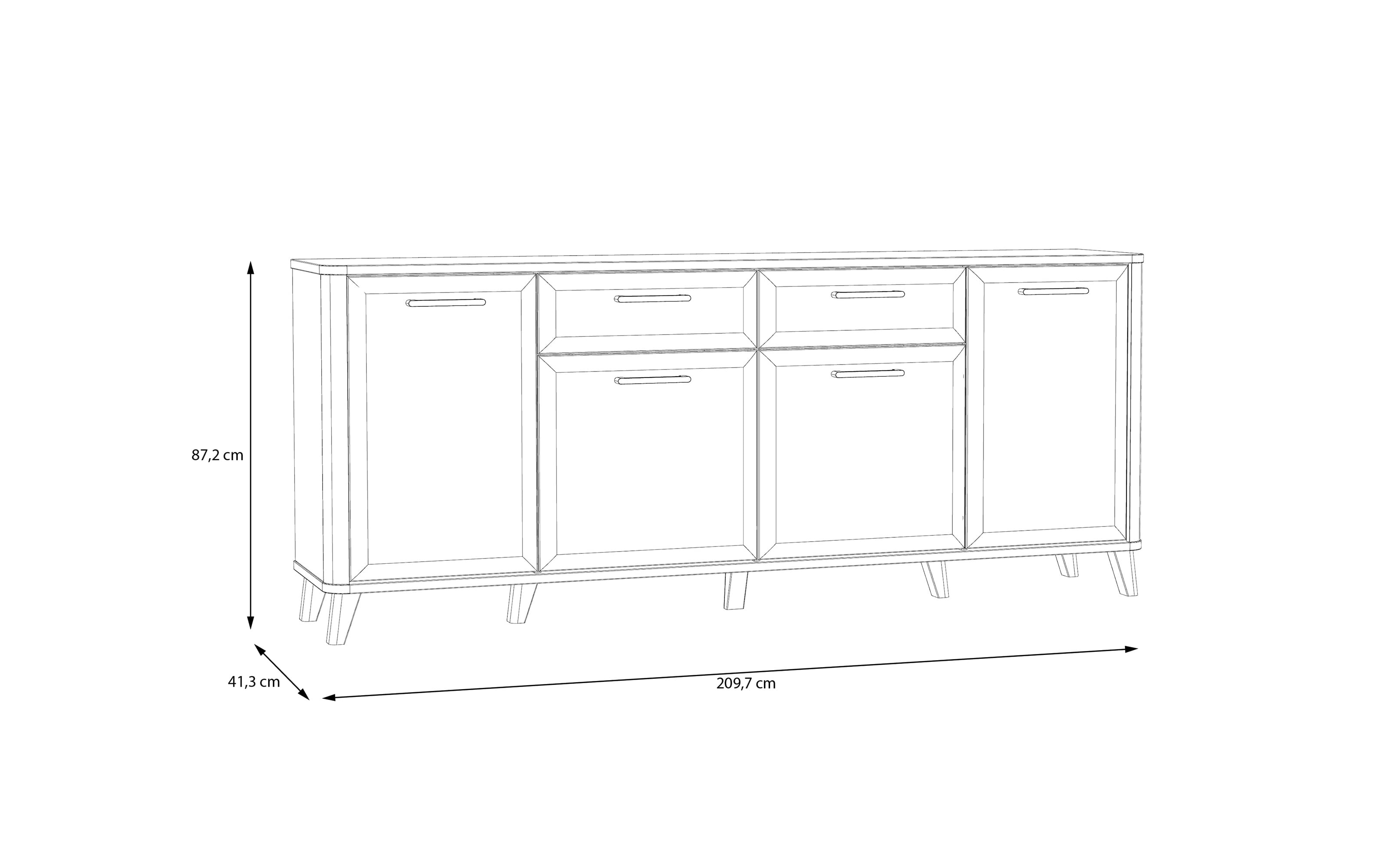 Sideboard Wardiol, Artisan Eiche-Nachbildung/weiß, 209,7 cm