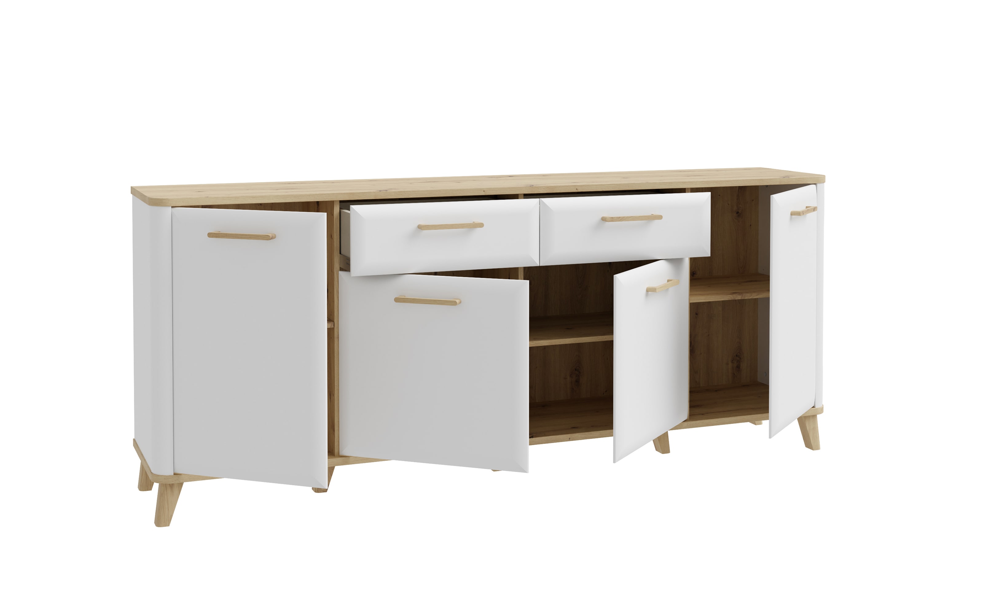 Sideboard Wardiol, Artisan Eiche-Nachbildung/weiß, 209,7 cm