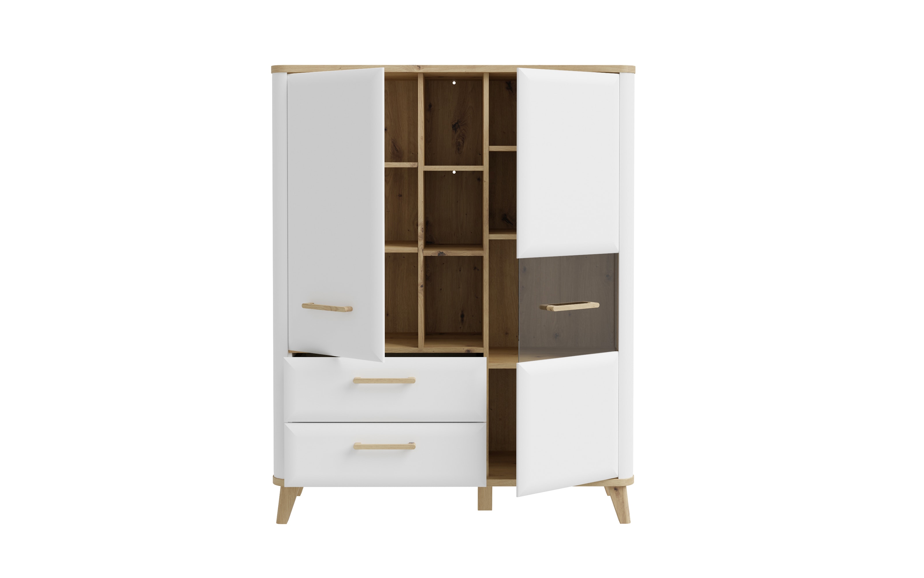 Highboardvitrine Wardiol, Artisan Eiche-Nachbildung/weiß