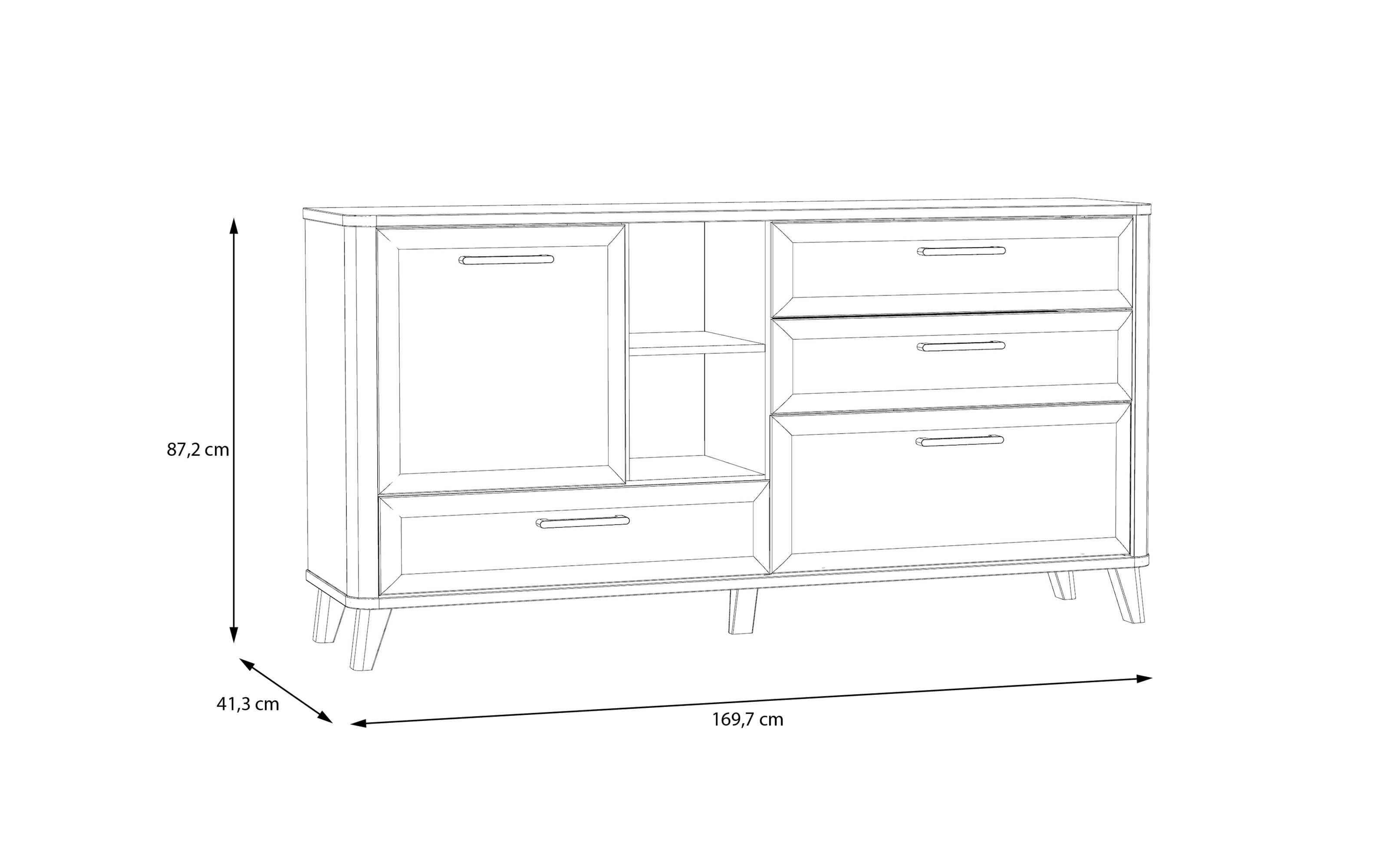Sideboard Wardiol, Artisan Eiche-Nachbildung/weiß, 169,7 cm