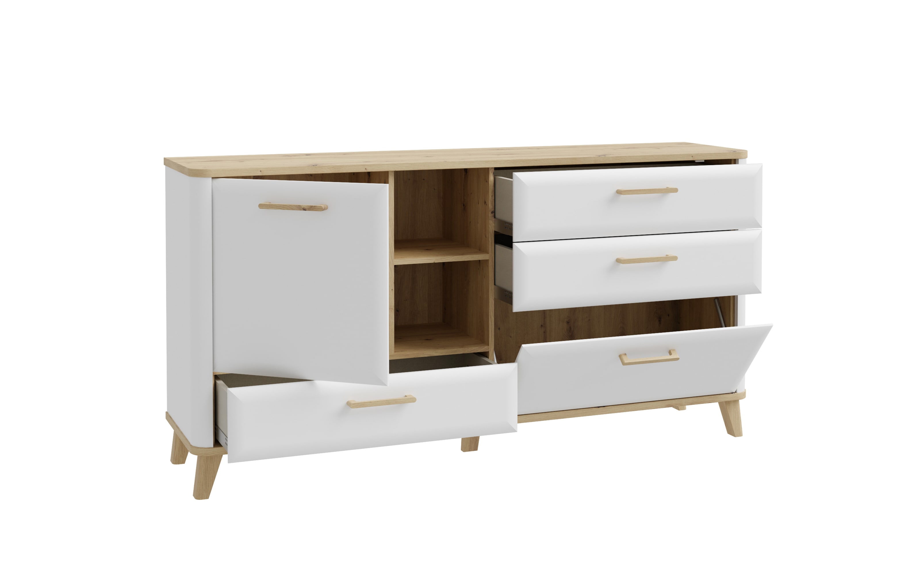 Sideboard Wardiol, Artisan Eiche-Nachbildung/weiß, 169,7 cm