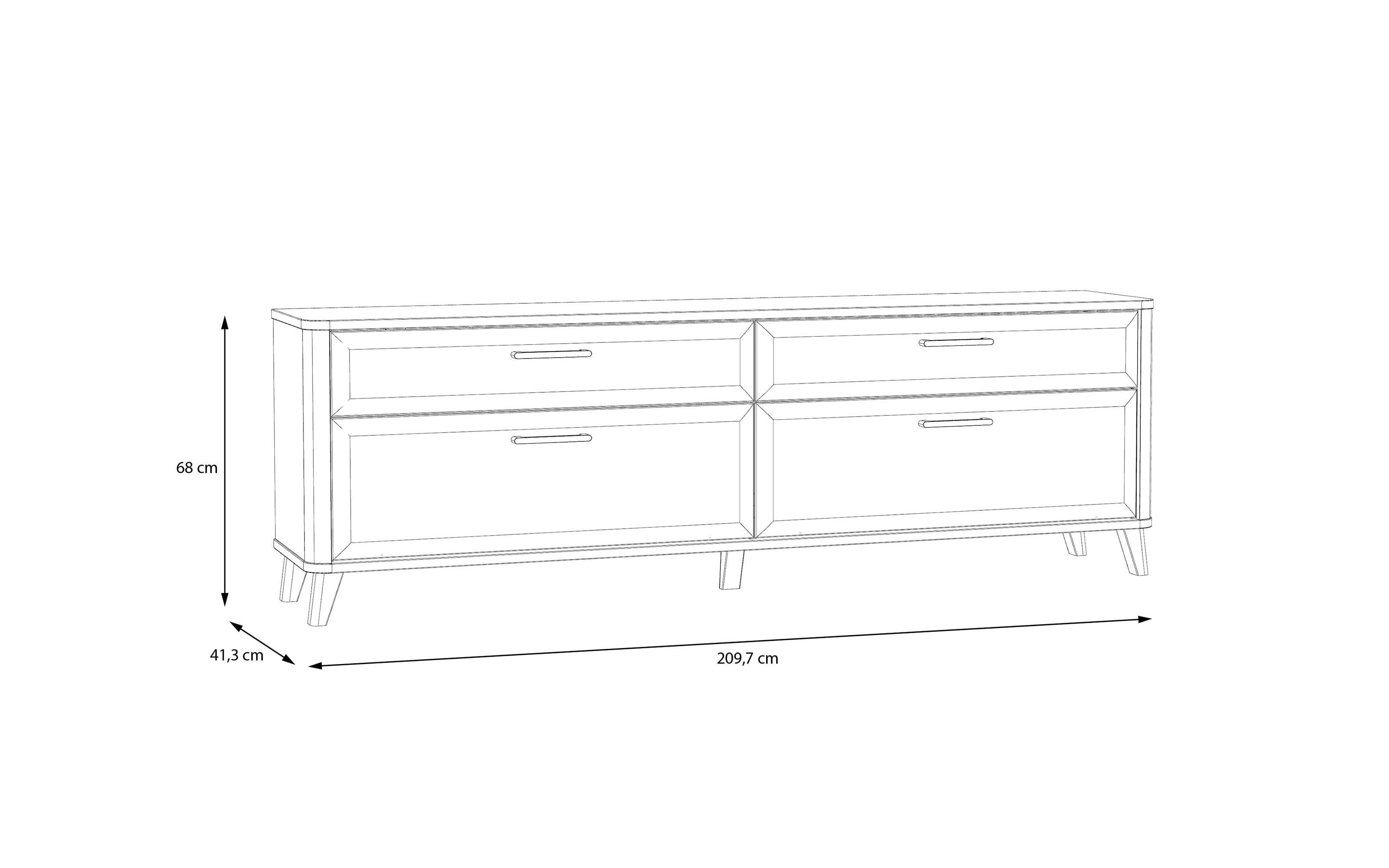 TV-Unterschrank Wardiol, Artisan Eiche-Nachbildung/weiß, 209,7 cm