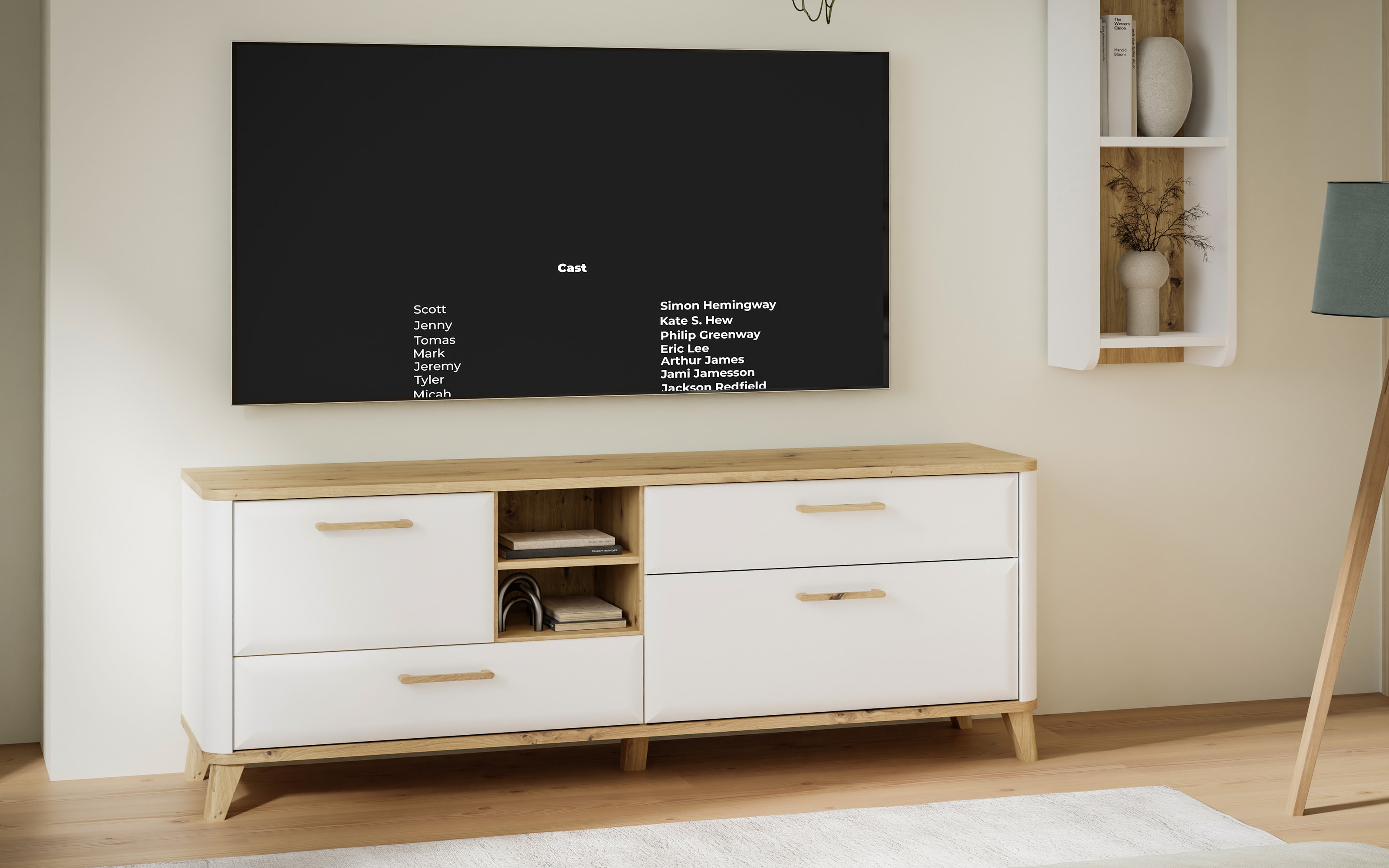 TV-Unterschrank Wardiol, Artisan Eiche-Nachbildung/weiß, 169,7 cm