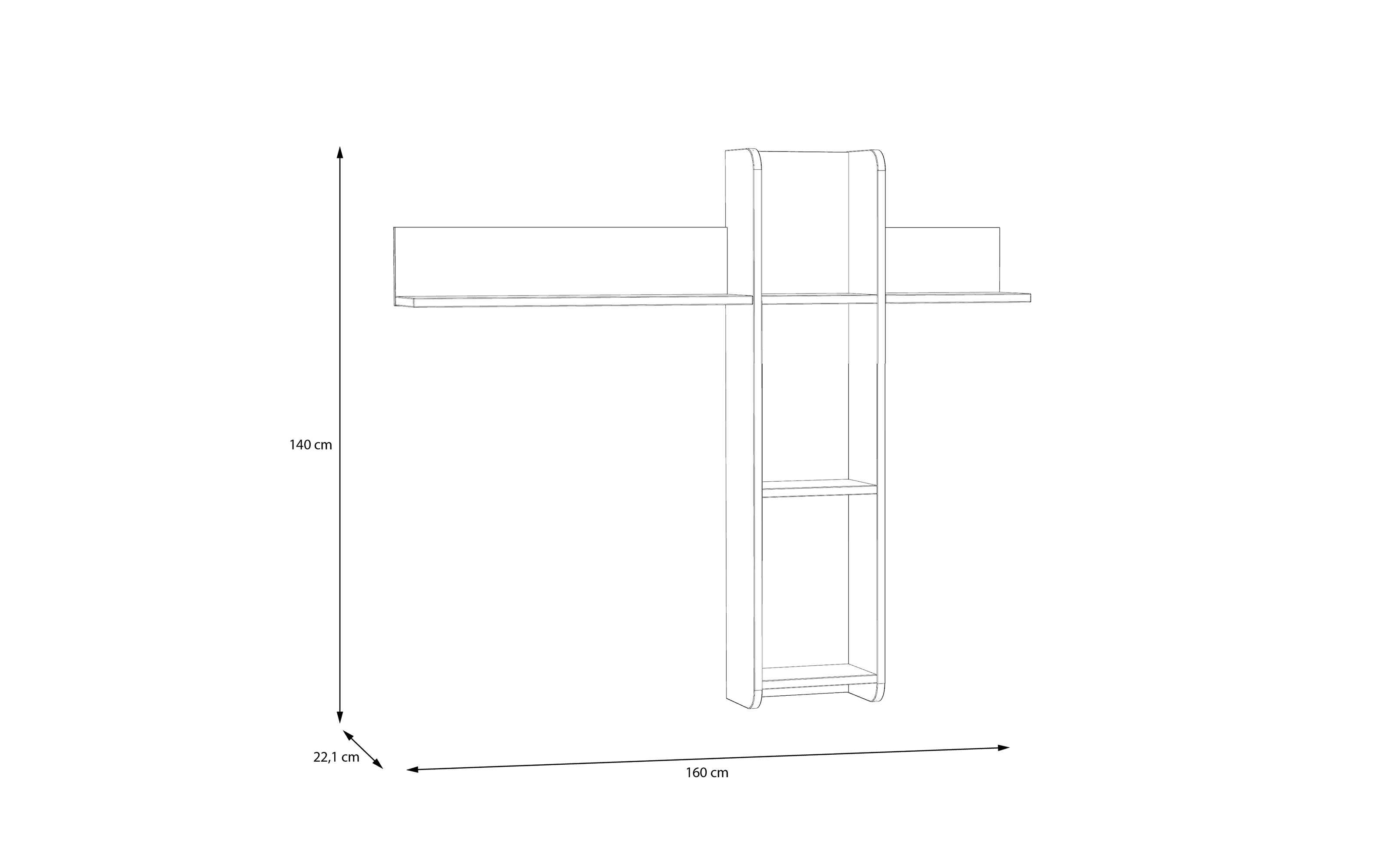 Wandregal Wardiol, Artisan Eiche-Nachbildung/weiß