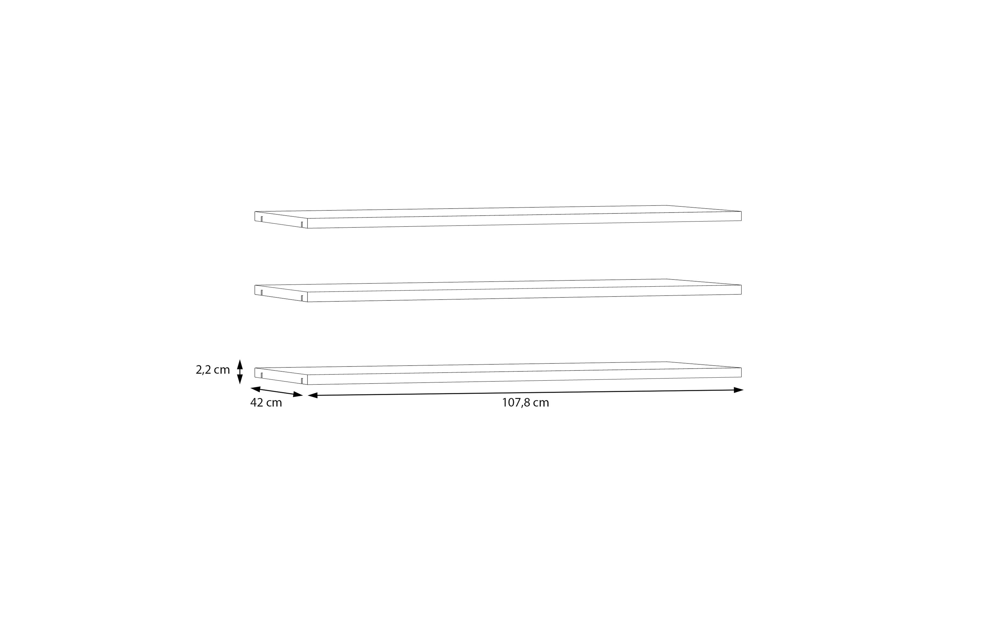 Einlegeböden Schach & Matt 2, grau, 107,8 x 41,8 cm, 3er Set