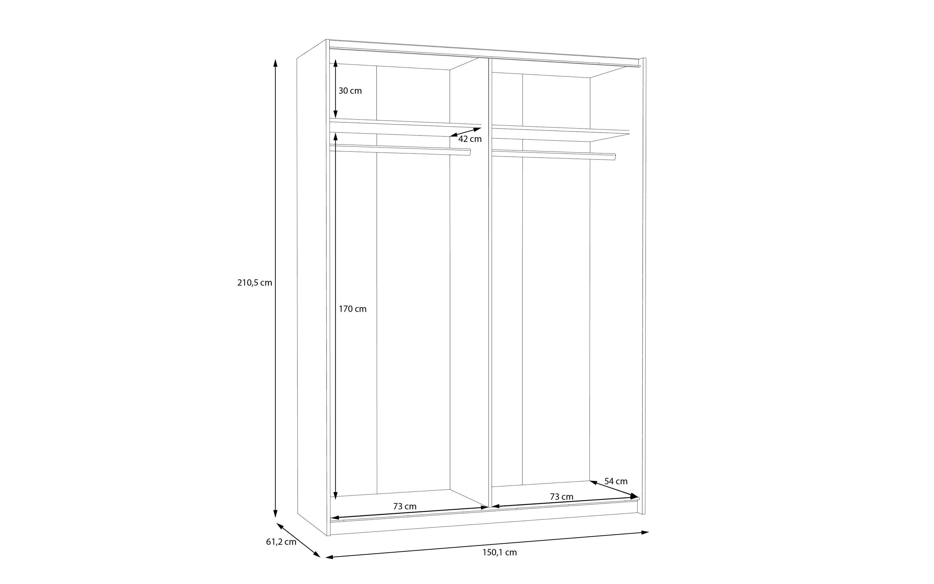 Kleiderschrank Schach & Matt 2, weiß/klar, 150,1 cm