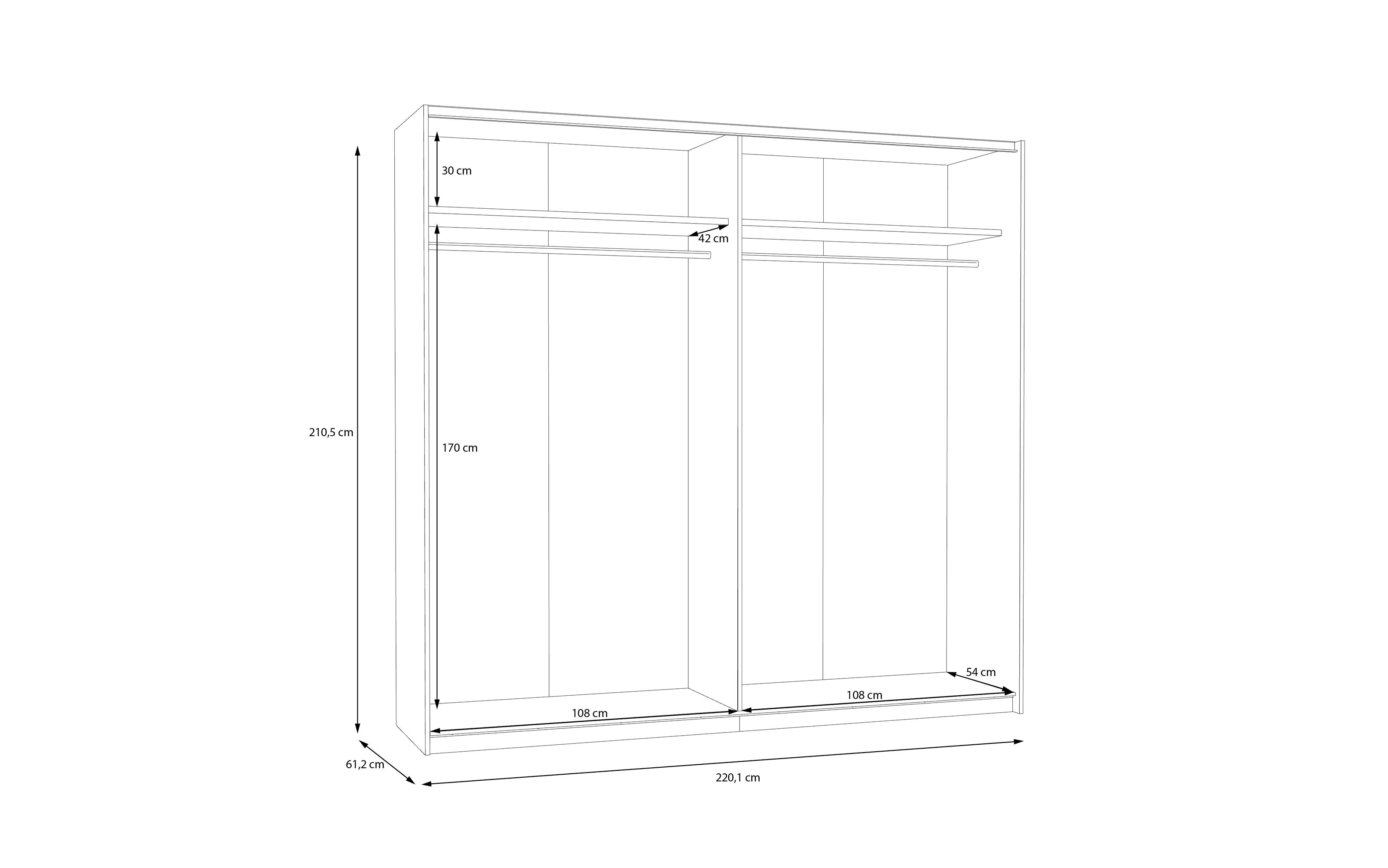 Kleiderschrank Schach & Matt 2, Artisan Eiche-Nachbildung/weiß, 220,1 cm