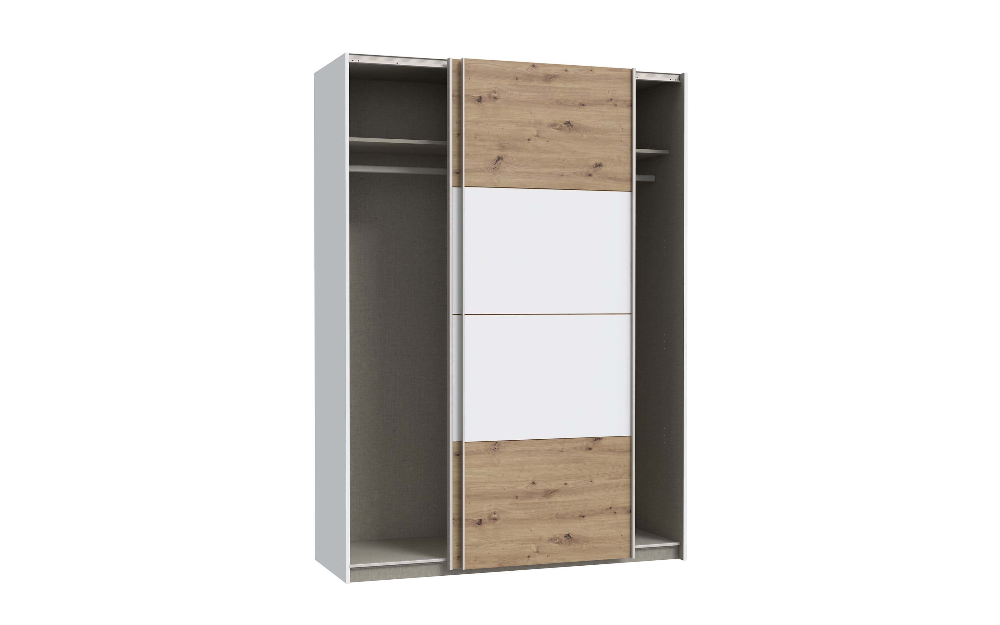 Kleiderschrank Schach & Matt 2, weiß/Artisan Eiche-Nachbildung, 150,1 cm