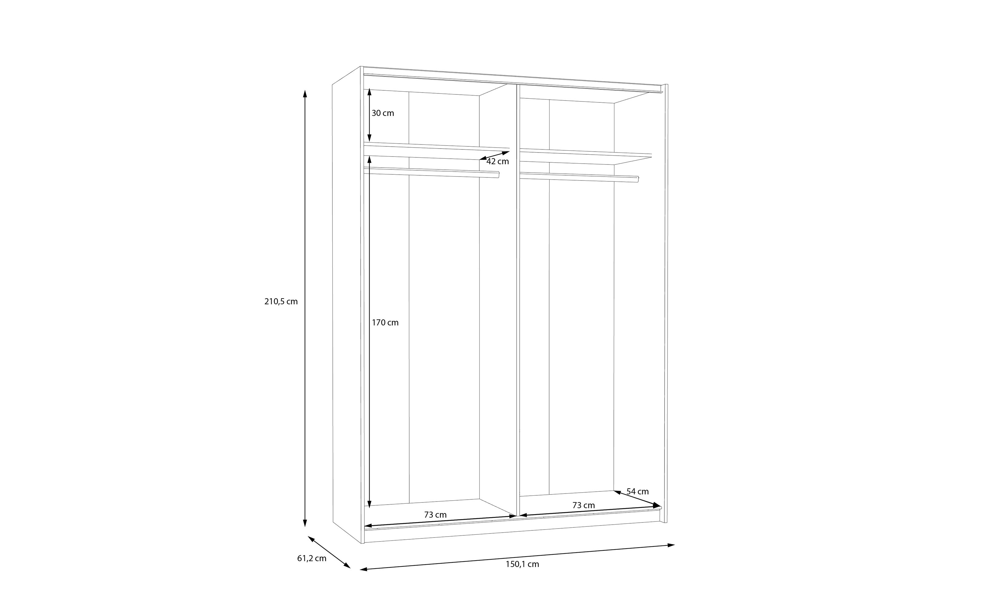 Kleiderschrank Schach & Matt 2, weiß, 150,1 cm