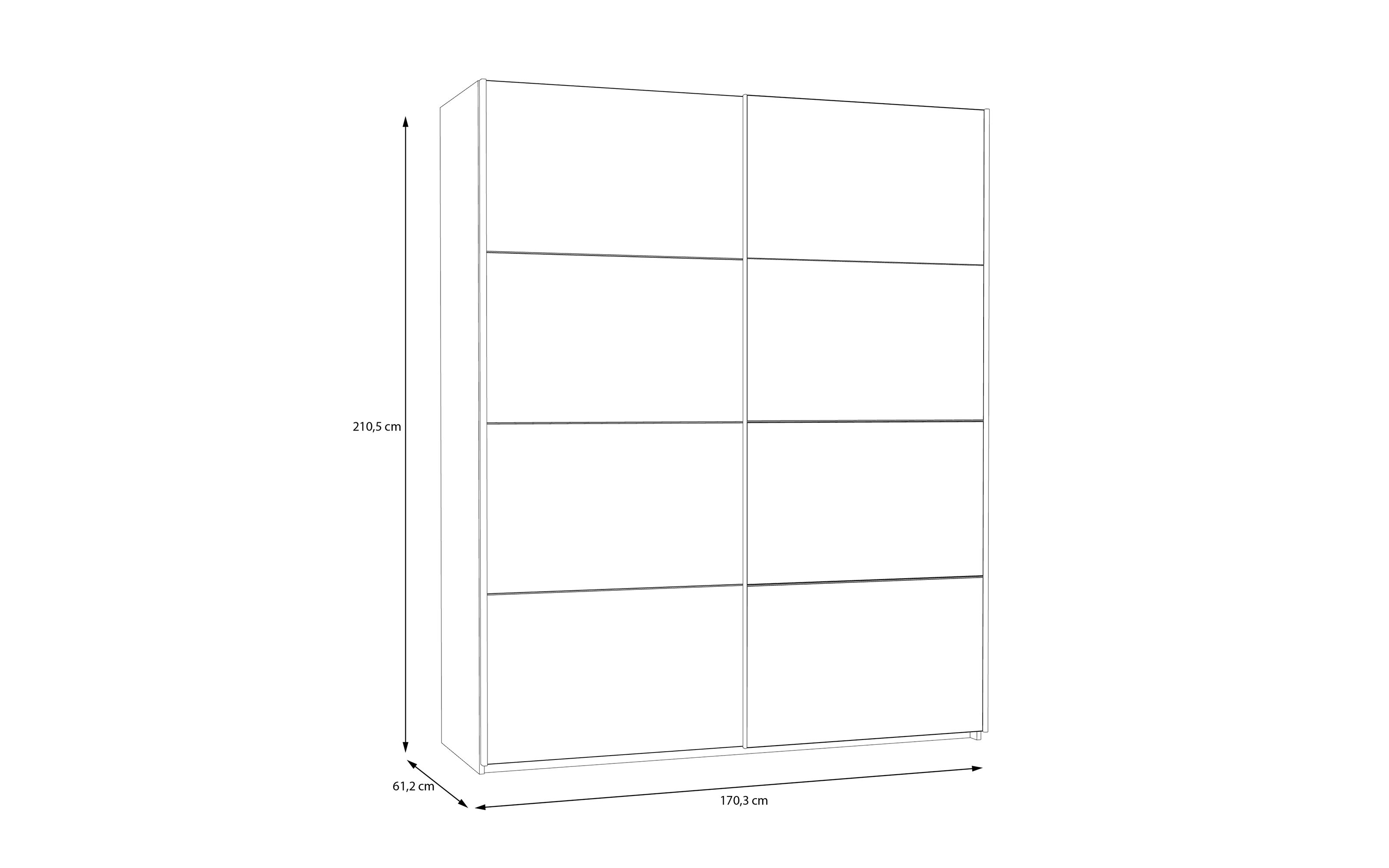 Kleiderschrank Schach & Matt 2, weiß/klar, 170,3 cm