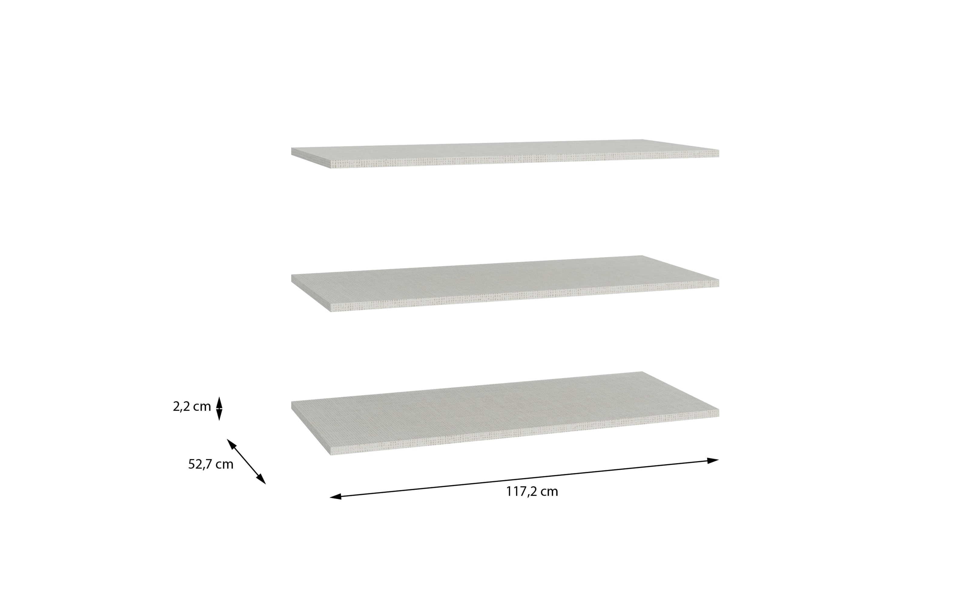 Einlegeböden Vodol, grau, 117,2 x 52,7 cm, 3er Set