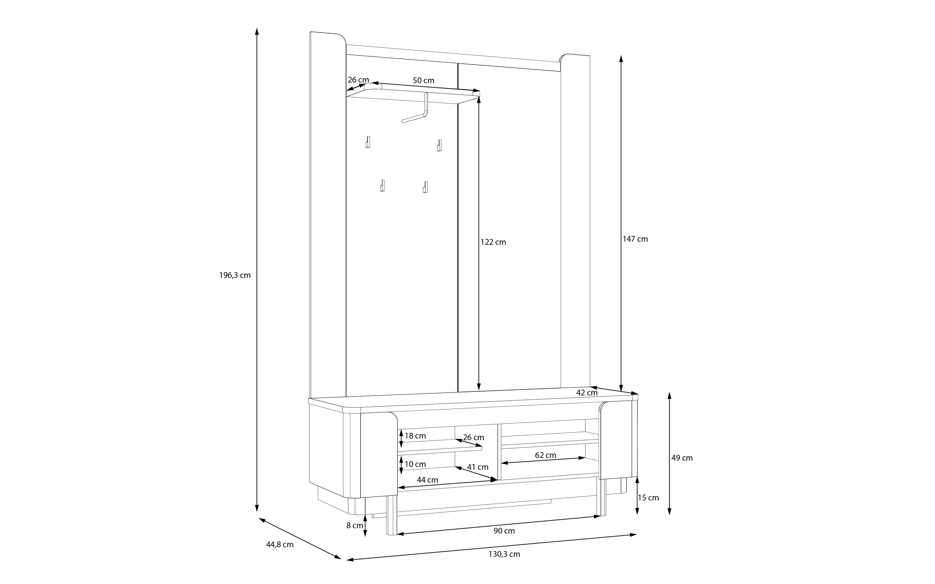 Garderobe Vodol, sandfarbig/schwarz