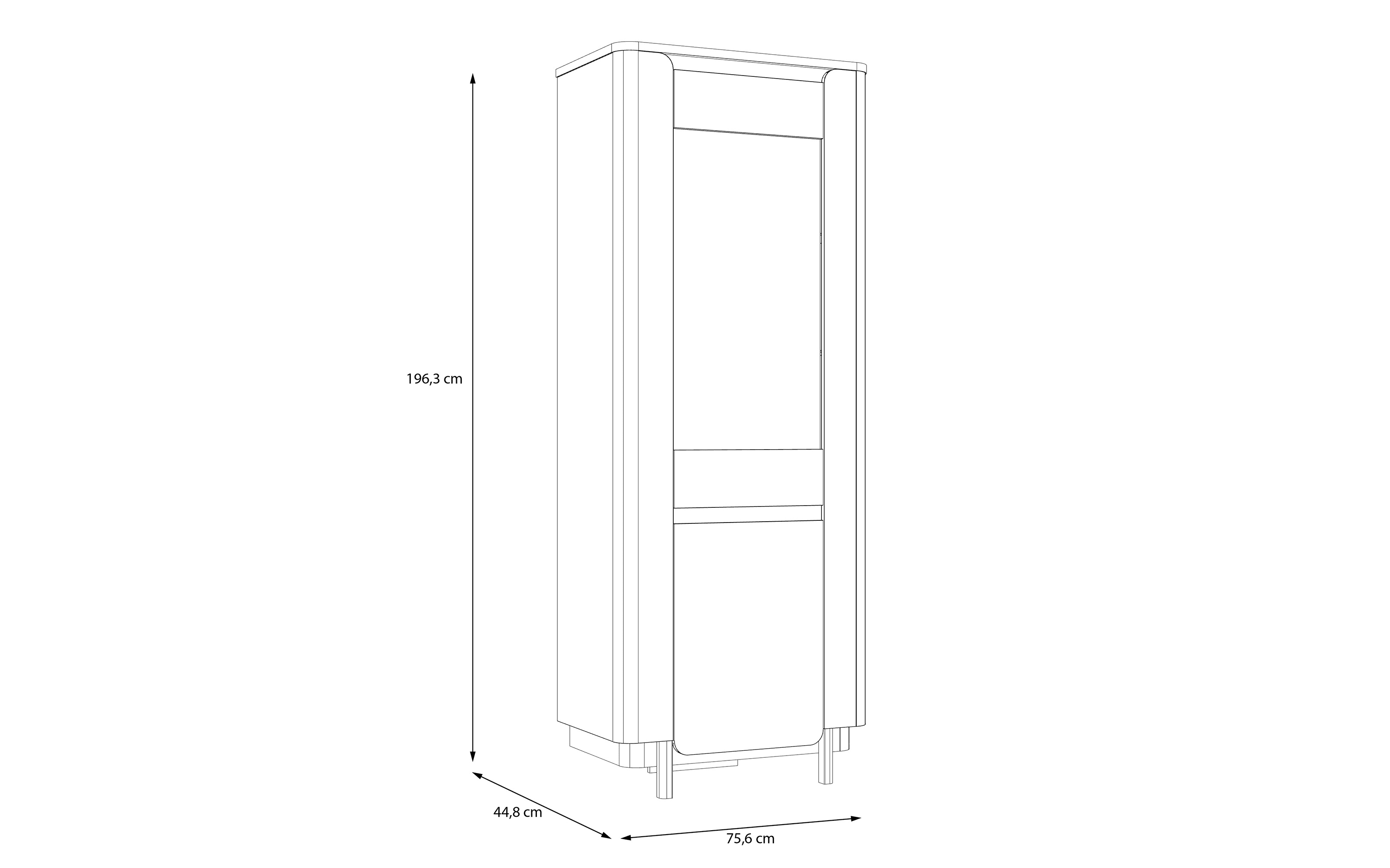 Vitrine Vodol, sandfarbig/schwarz, 75,6 cm