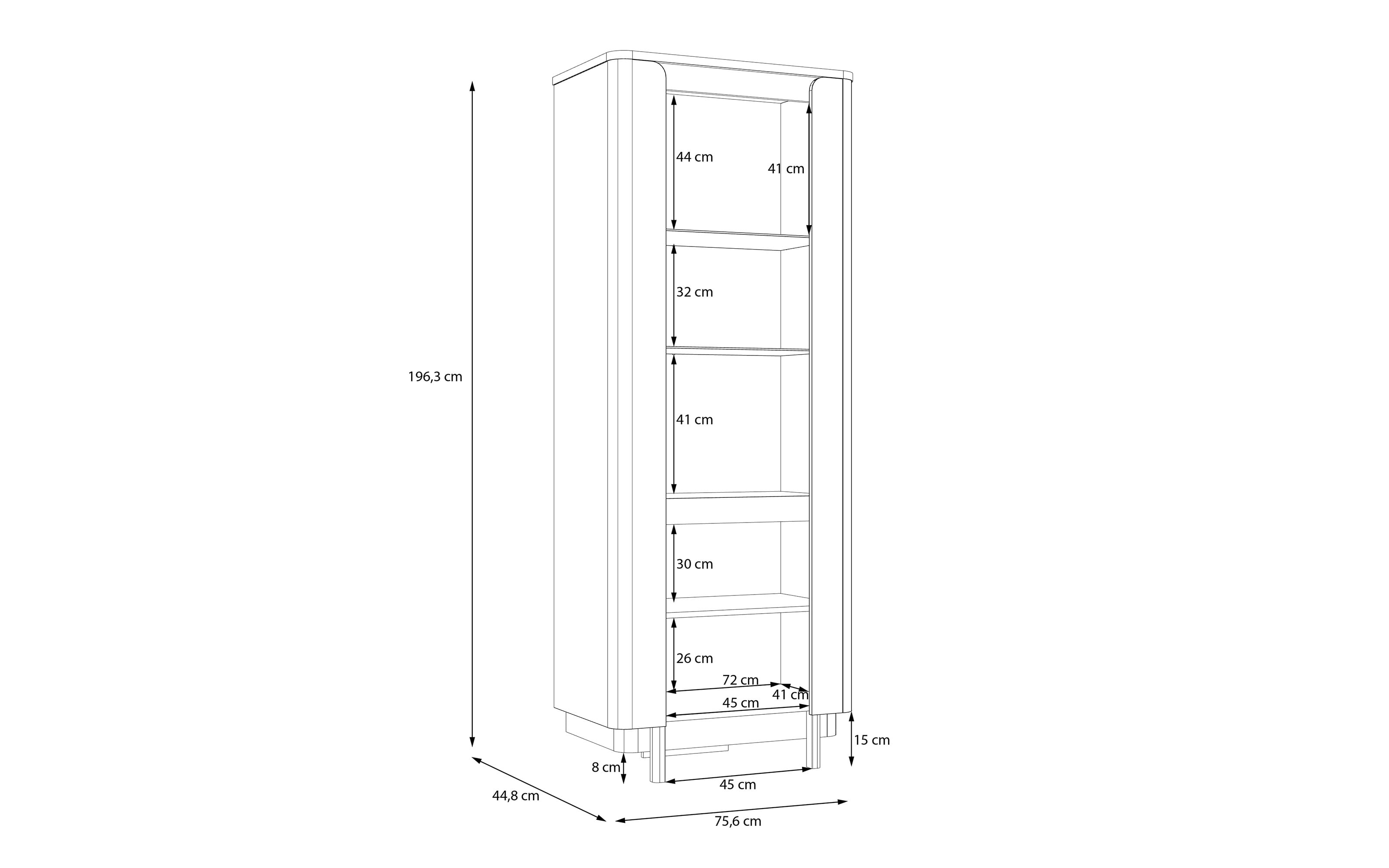 Vitrine Vodol, sandfarbig/schwarz, 75,6 cm