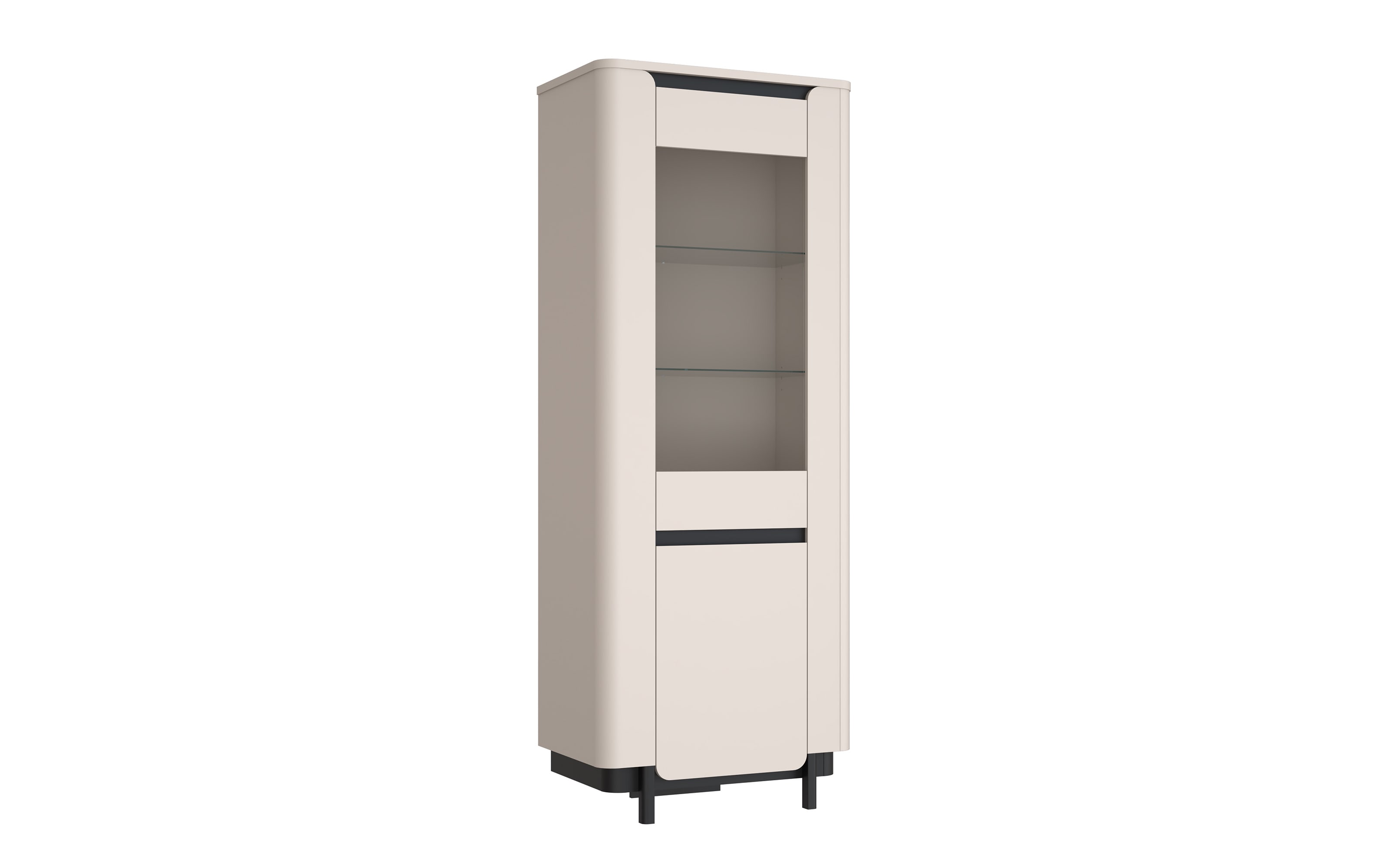 Vitrine Vodol, sandfarbig/schwarz, 75,6 cm