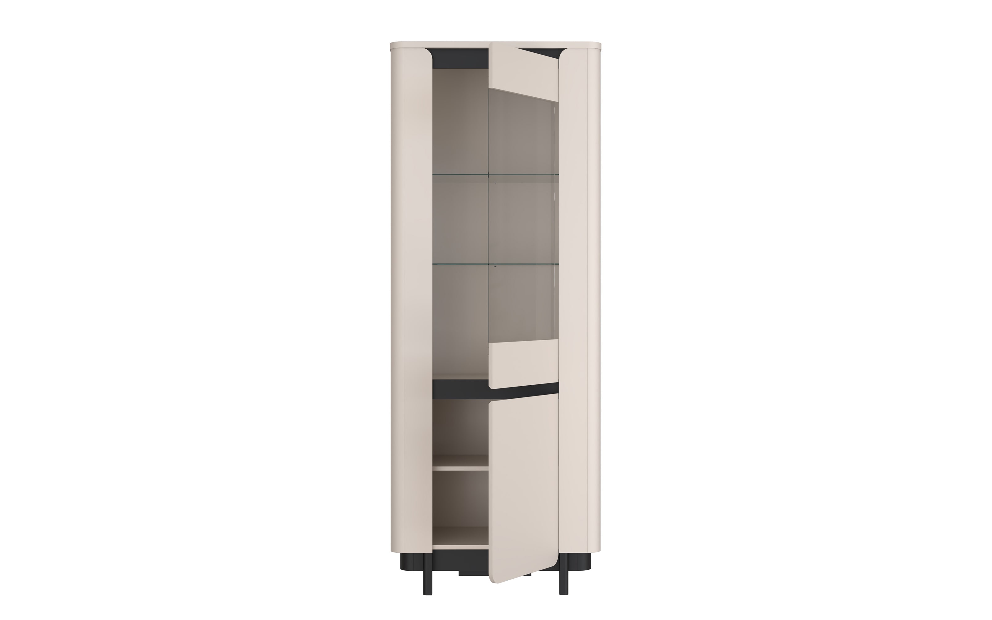Vitrine Vodol, sandfarbig/schwarz, 75,6 cm
