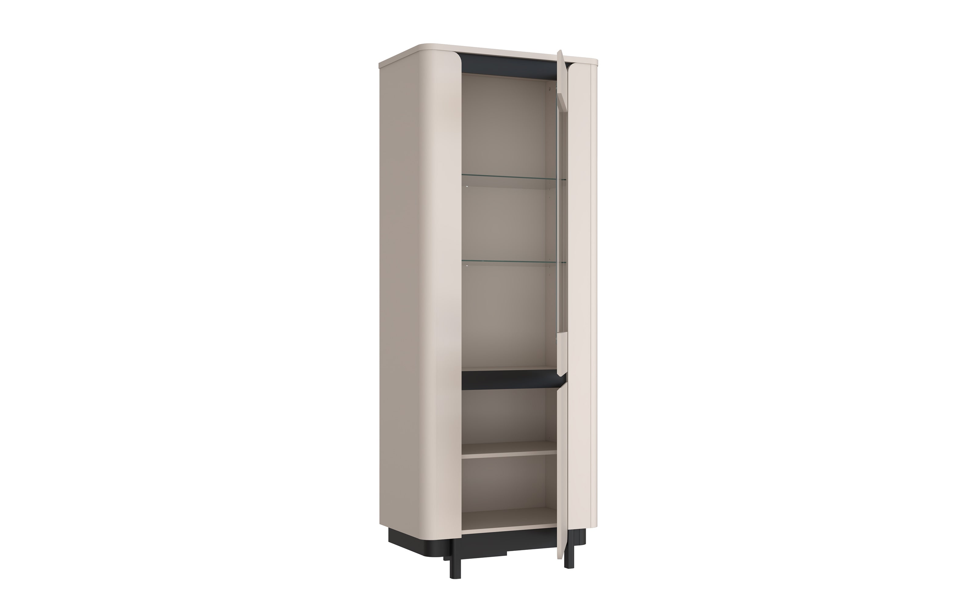 Vitrine Vodol, sandfarbig/schwarz, 75,6 cm