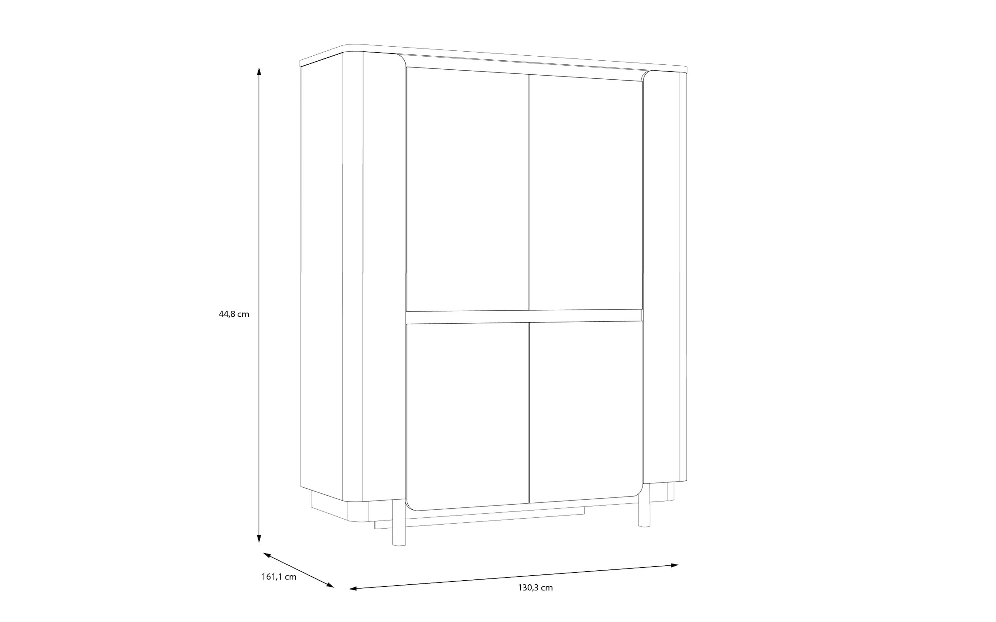 Highboard Vodol, sandfarbig/schwarz