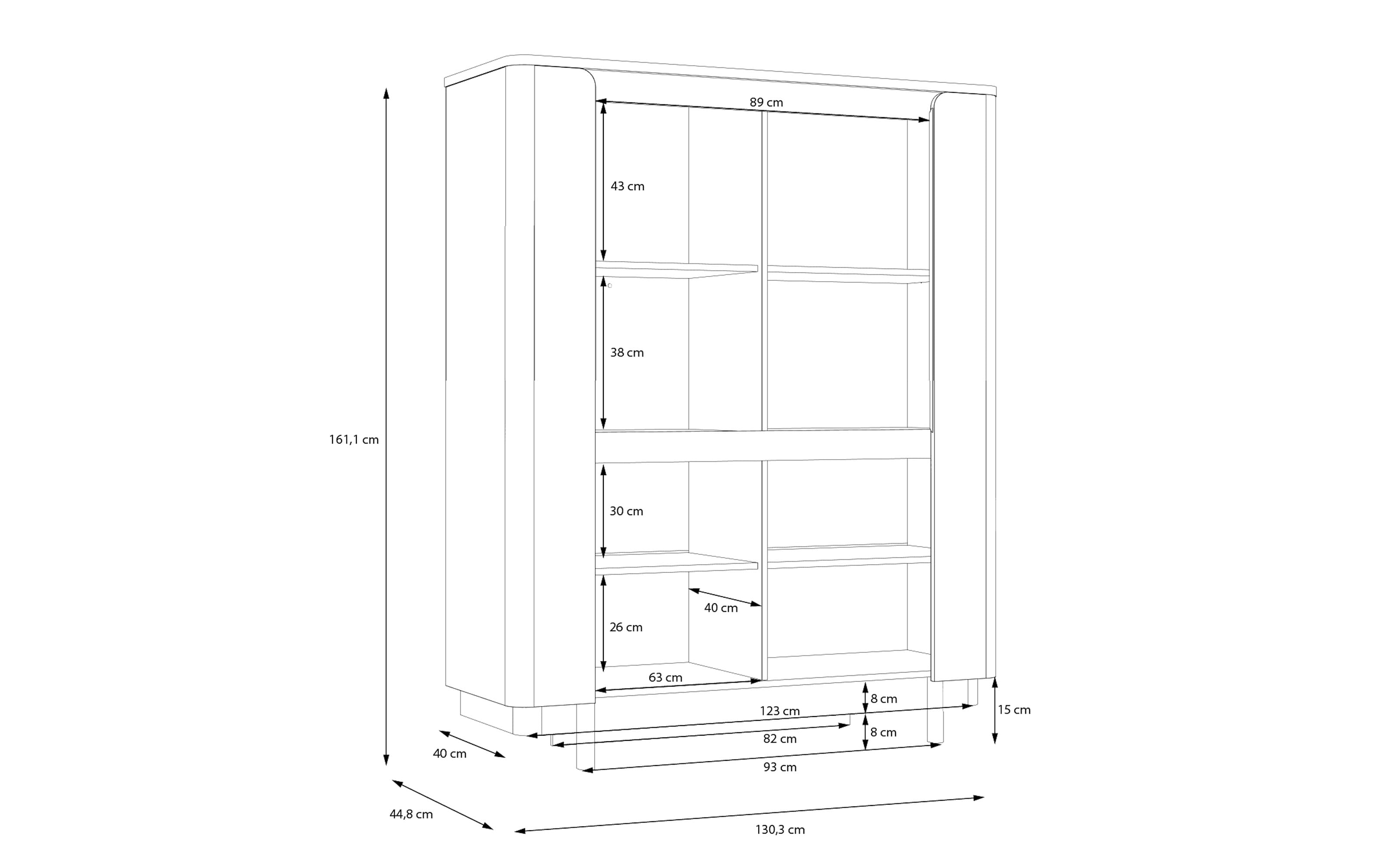 Highboard Vodol, sandfarbig/schwarz