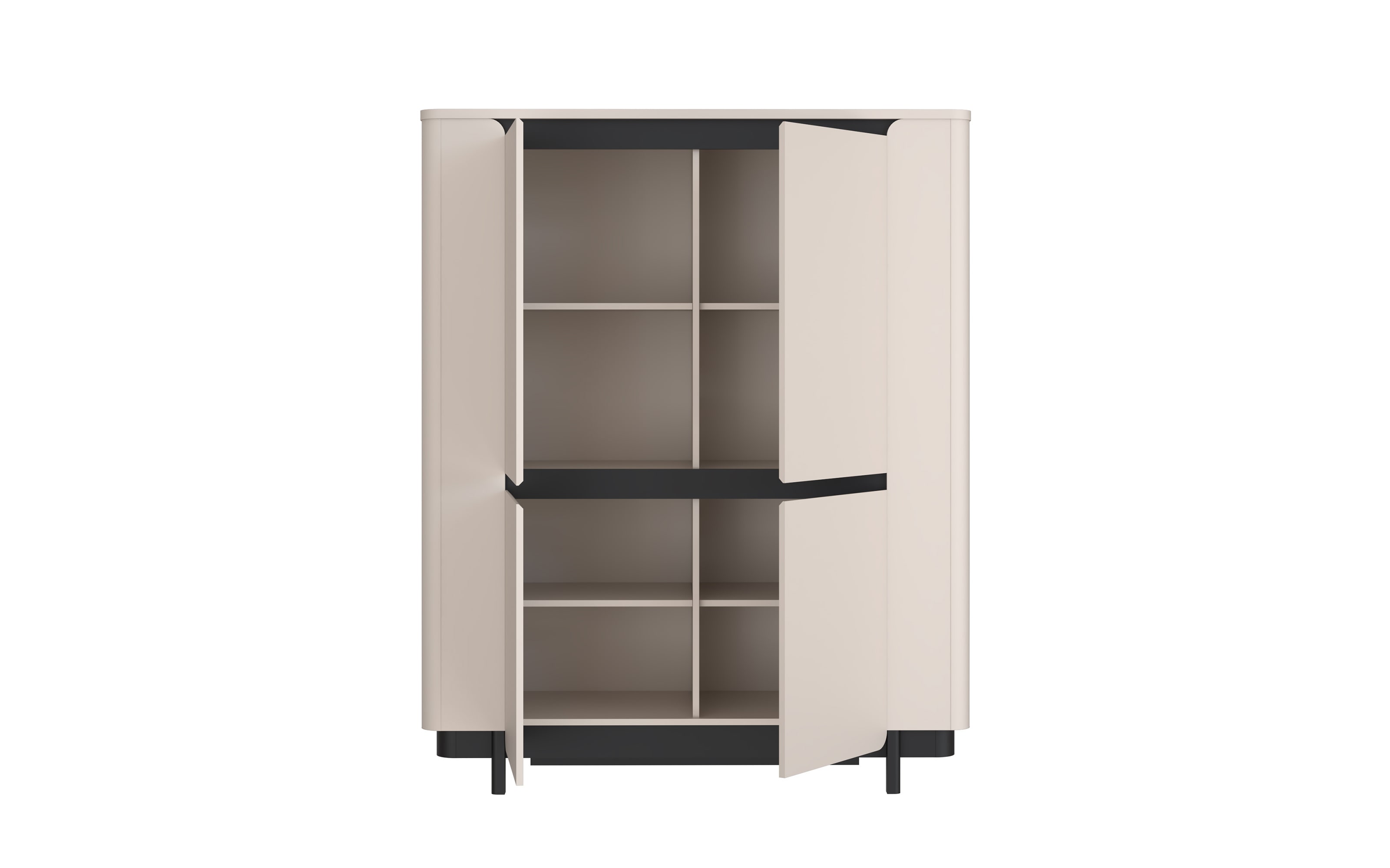 Highboard Vodol, sandfarbig/schwarz