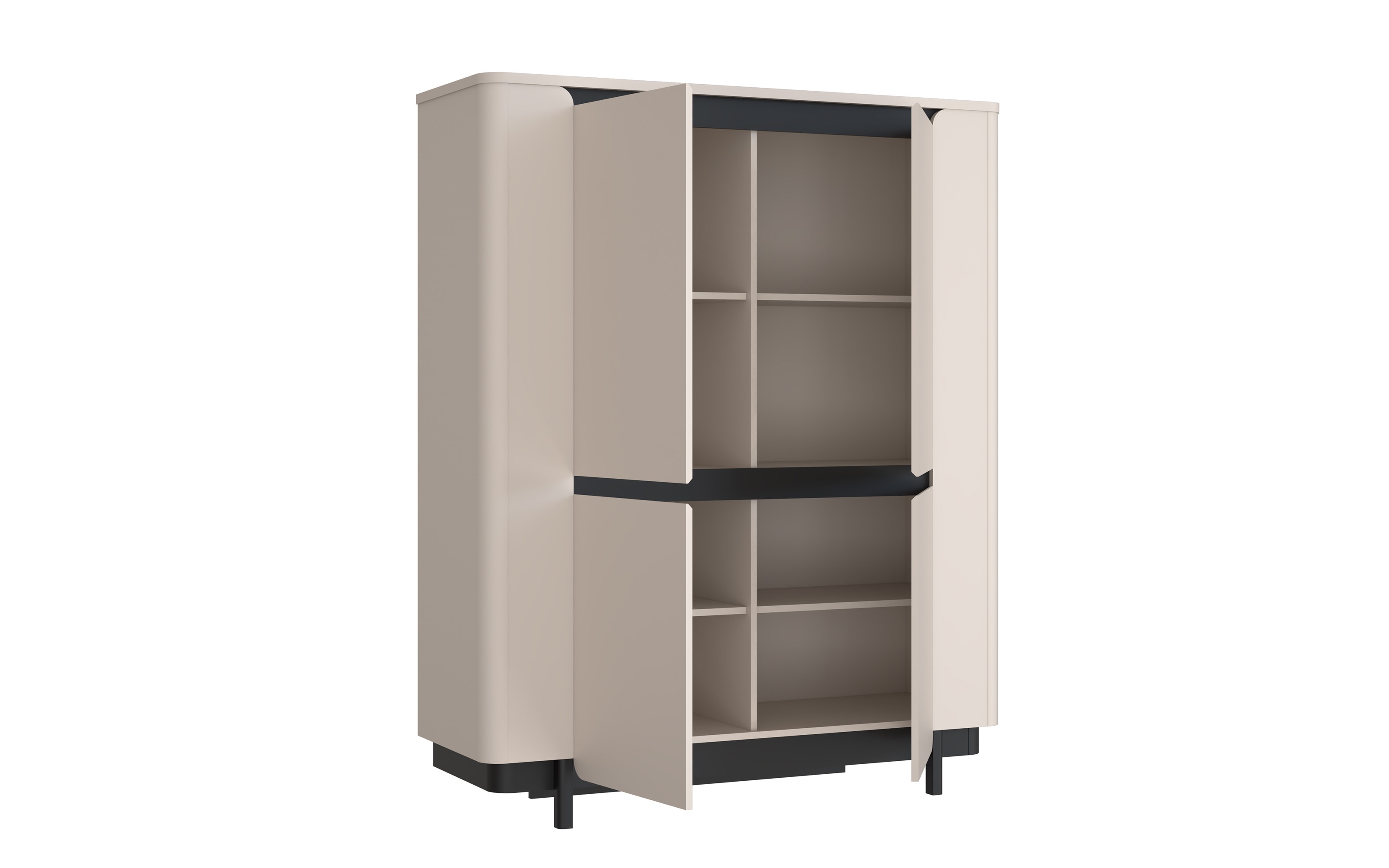 Highboard Vodol, sandfarbig/schwarz