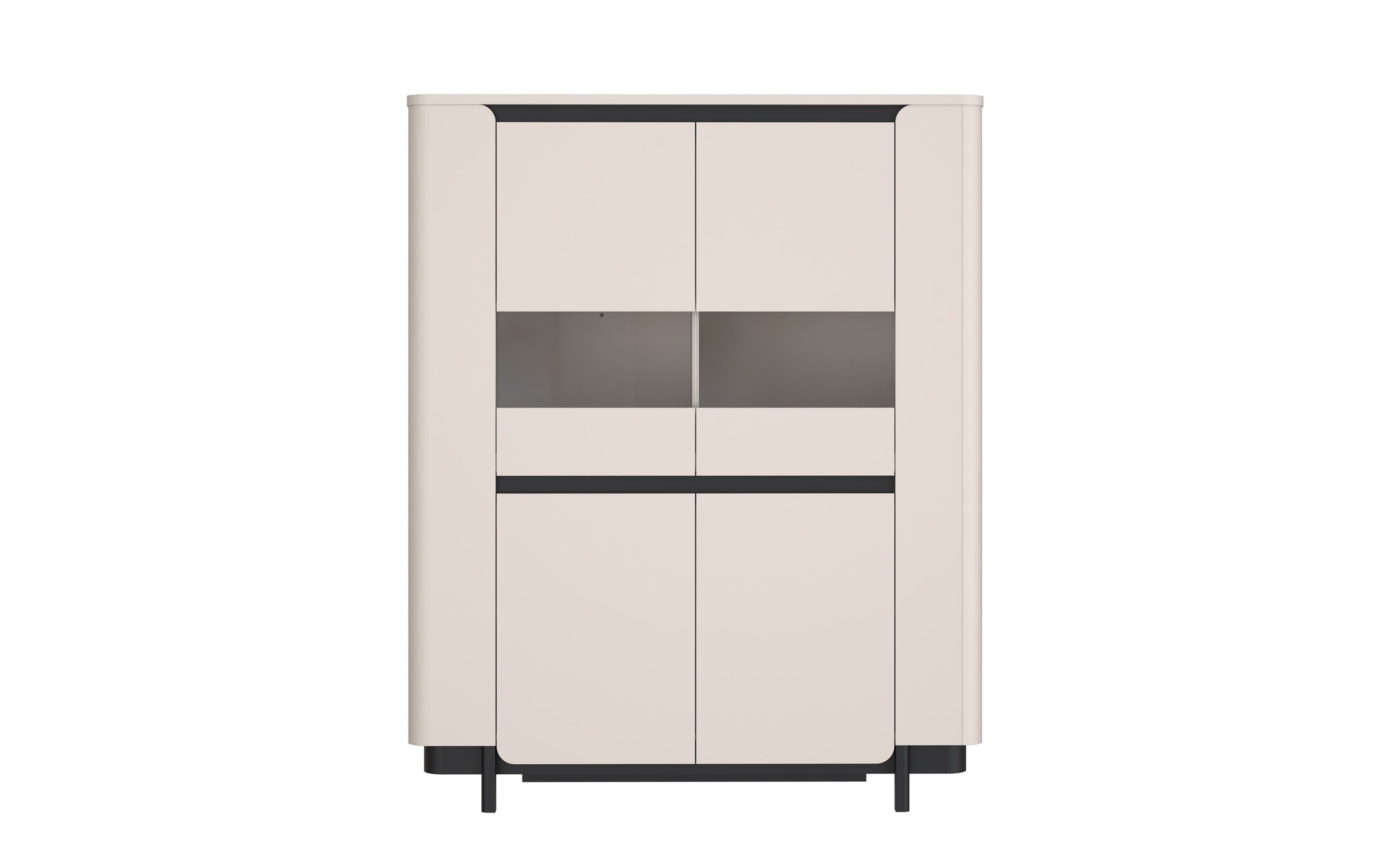 Vitrine Vodol, sandfarbig/schwarz, 130,3 cm
