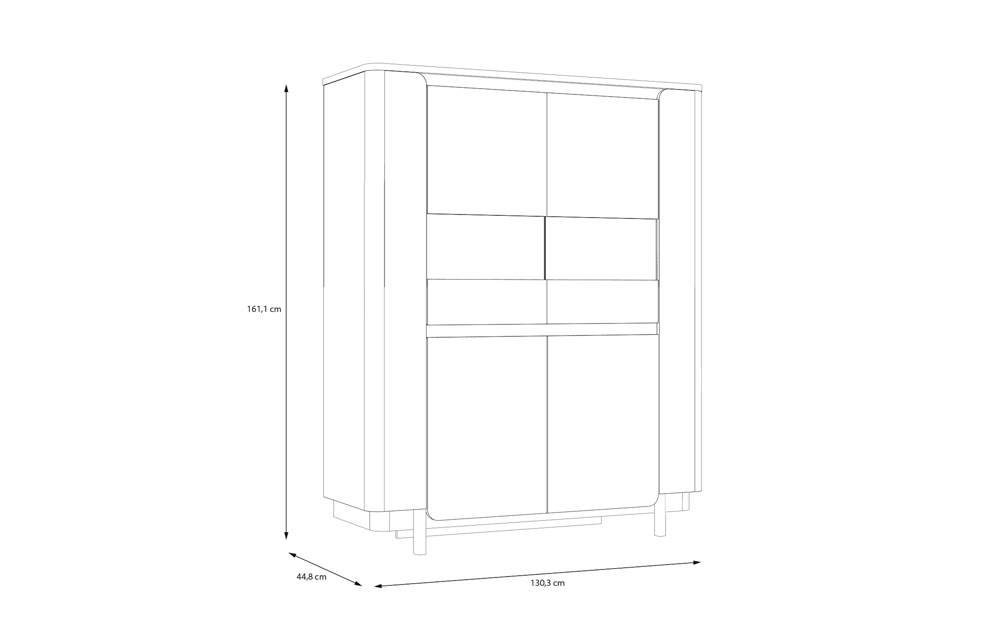 Vitrine Vodol, sandfarbig/schwarz, 130,3 cm