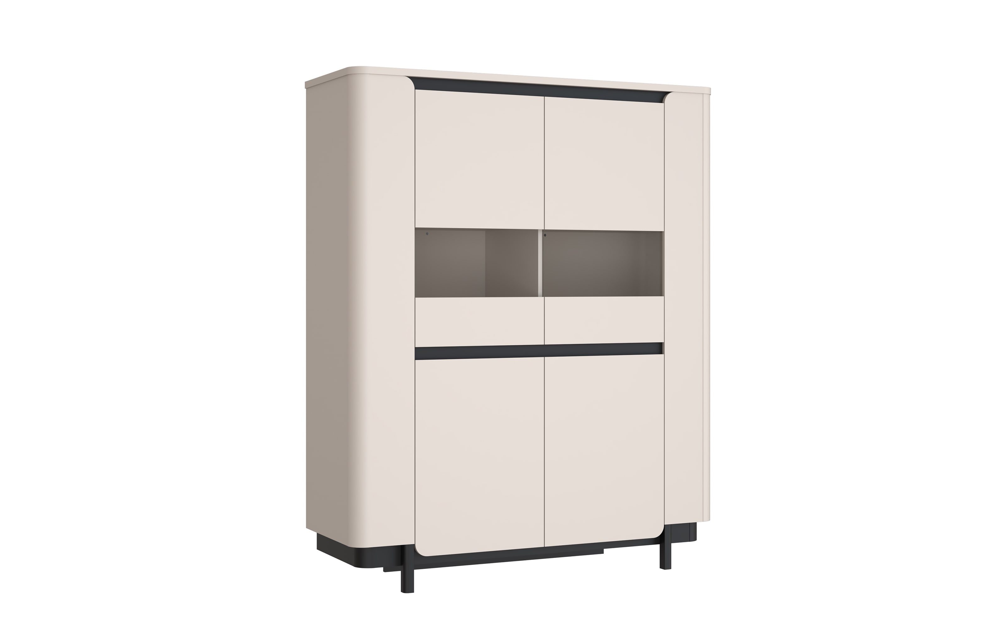 Vitrine Vodol, sandfarbig/schwarz, 130,3 cm