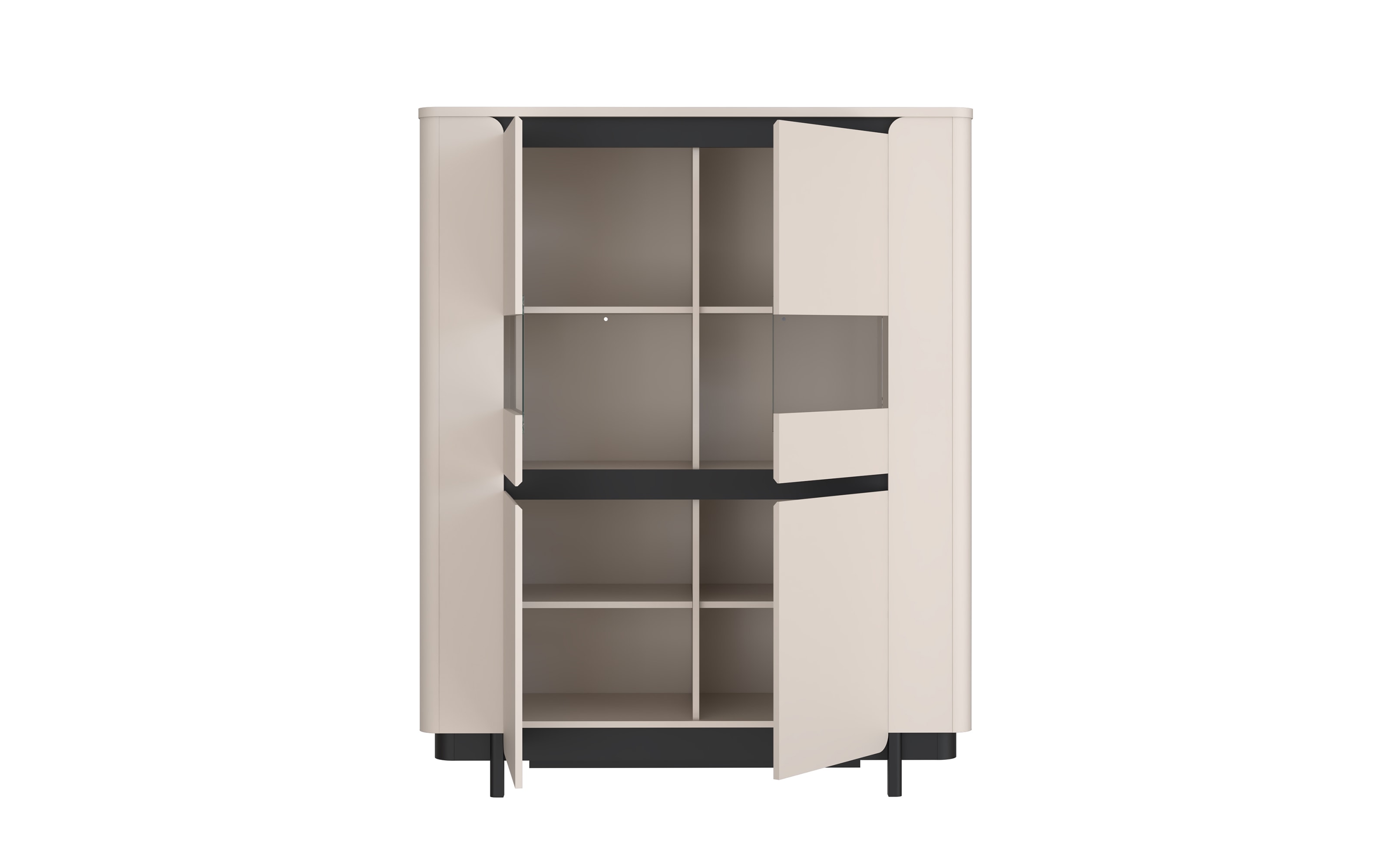 Vitrine Vodol, sandfarbig/schwarz, 130,3 cm