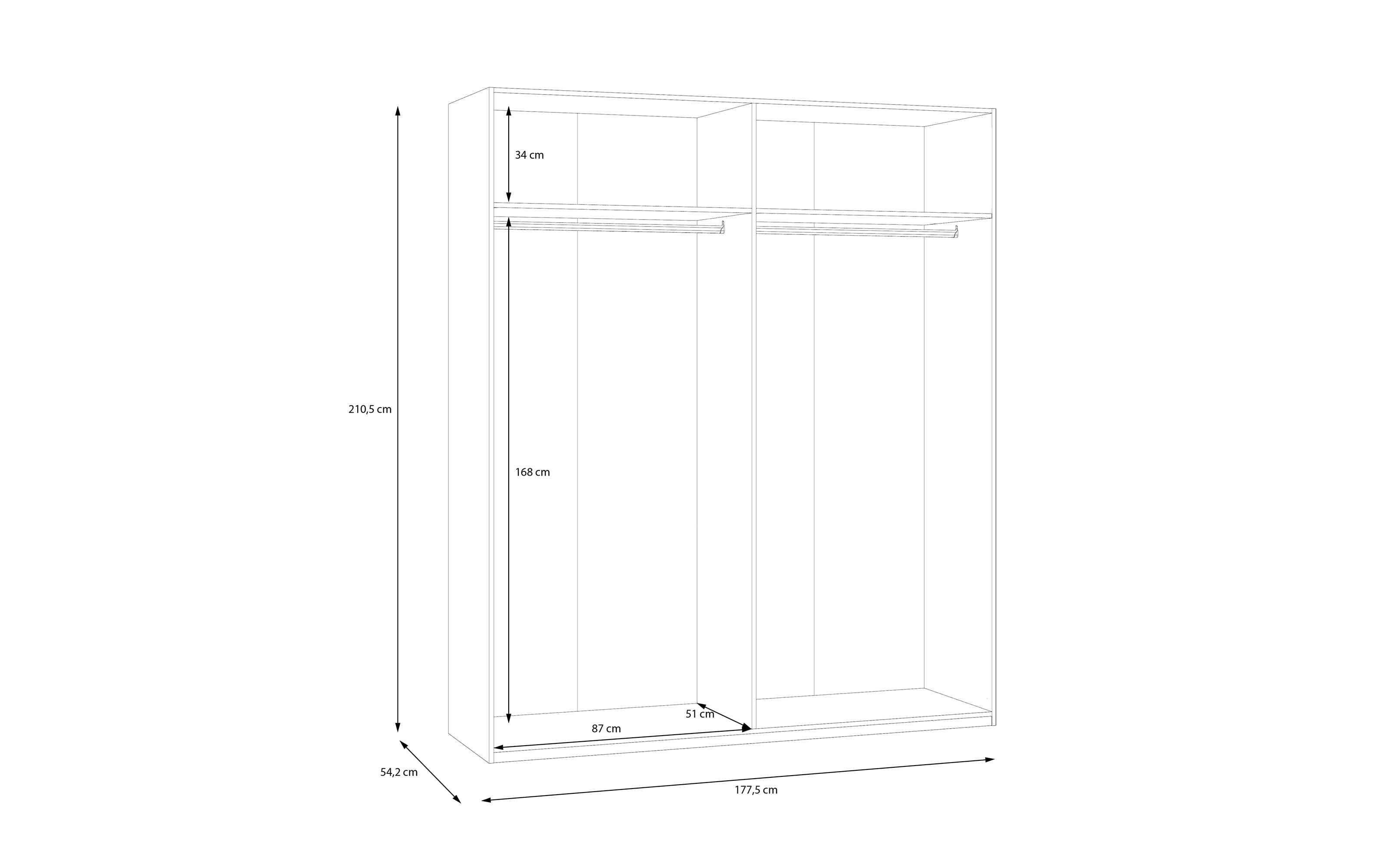 Kleiderschrank Econobox2, Mauvelle Eiche-Nachbildung, 177,5 cm