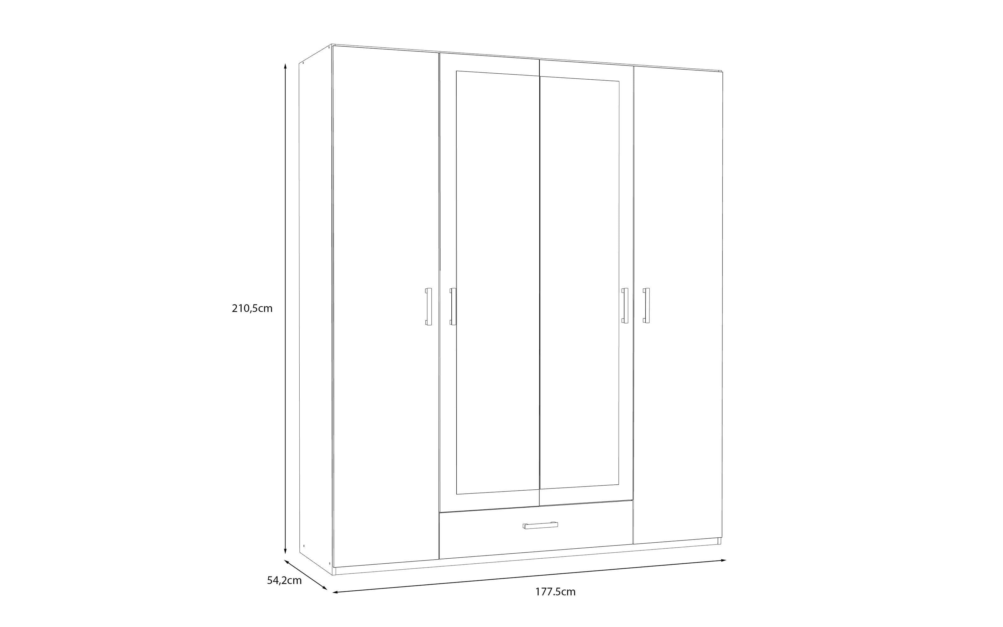 Kleiderschrank Econobox2, Mauvelle Eiche-Nachbildung, 177,5 cm