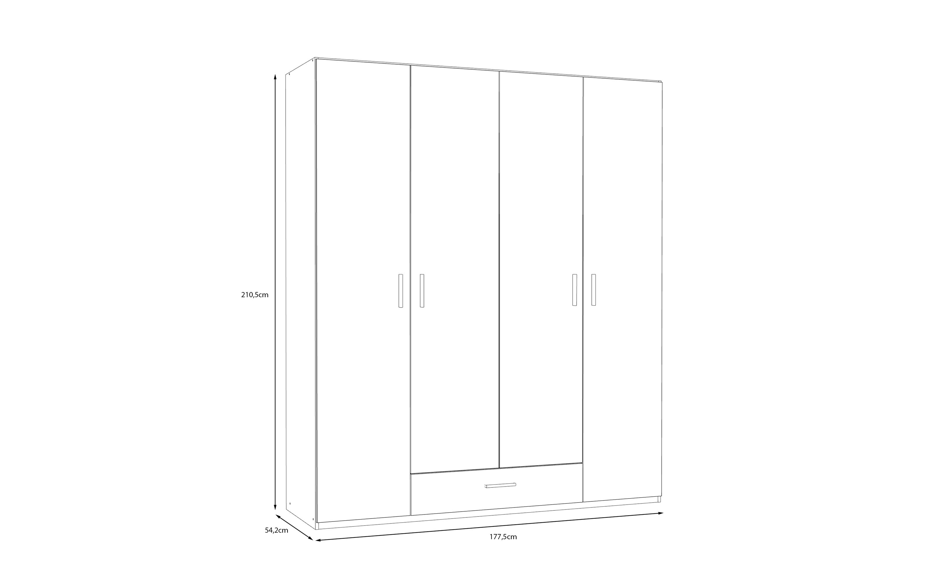 Kleiderschrank Econobox2, Mauvelle Eiche-Nachbildung, 177,5 cm
