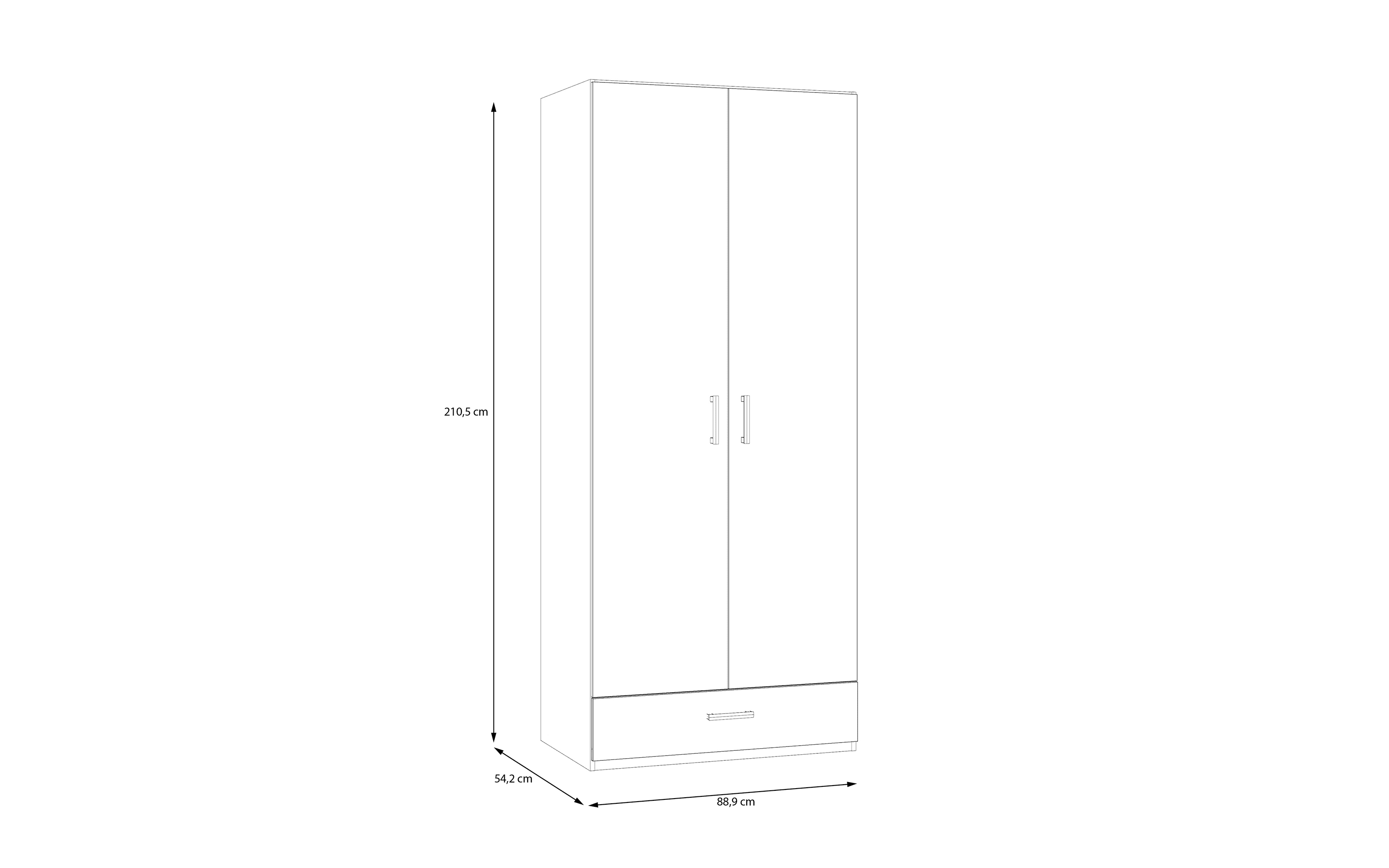 Kleiderschrank Econobox2, weiß, 88,9 cm