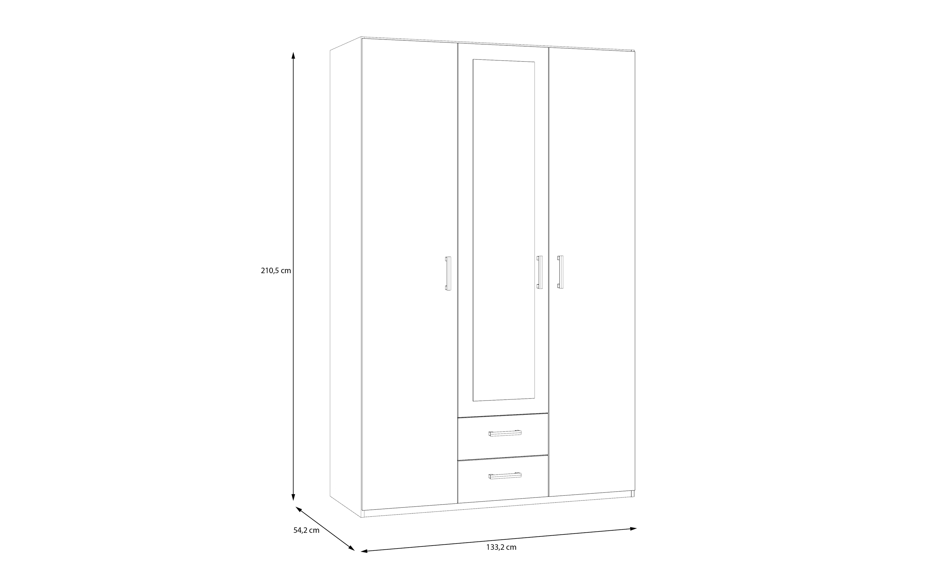 Kleiderschrank Econobox2, Mauvelle Eiche-Nachbildung, 133,2 cm