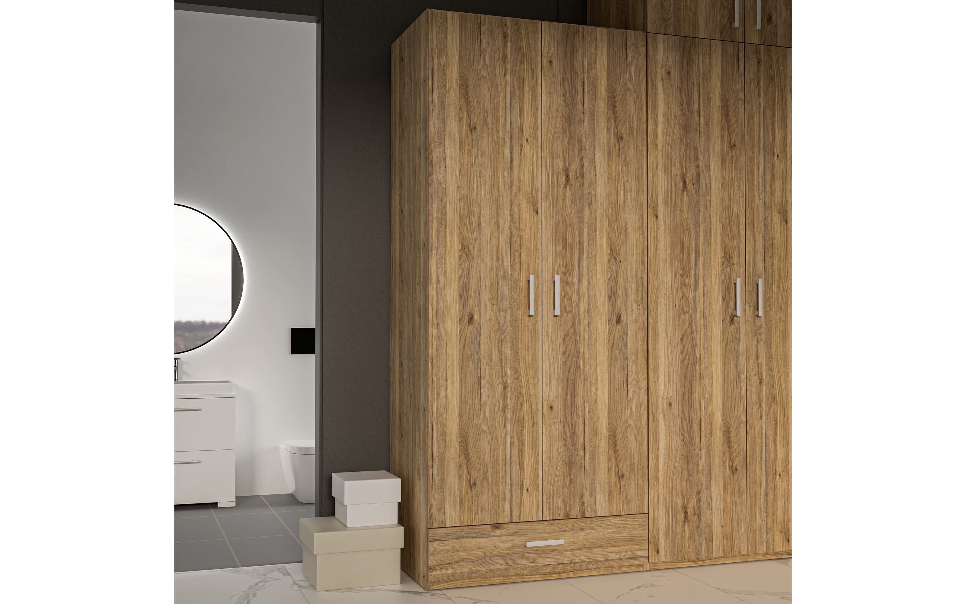 Kleiderschrank Econobox2, Mauvelle Eiche-Nachbildung, 88,9 cm