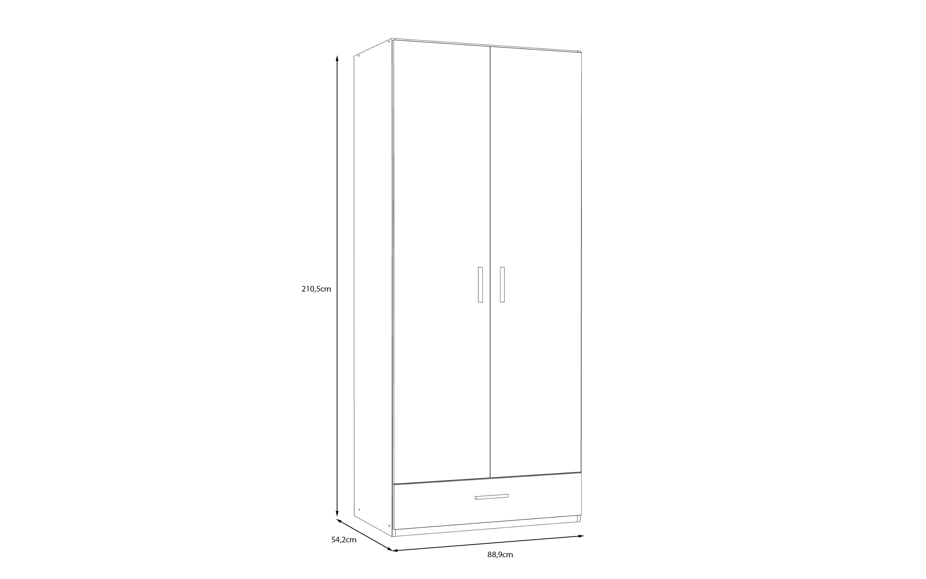 Kleiderschrank Econobox2, Mauvelle Eiche-Nachbildung, 88,9 cm