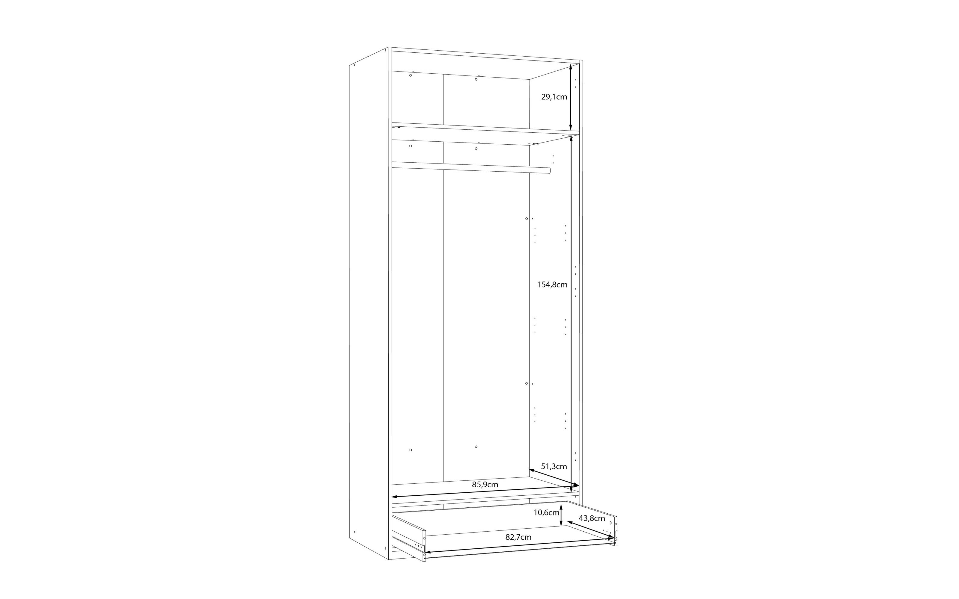 Kleiderschrank Econobox2, Mauvelle Eiche-Nachbildung, 88,9 cm