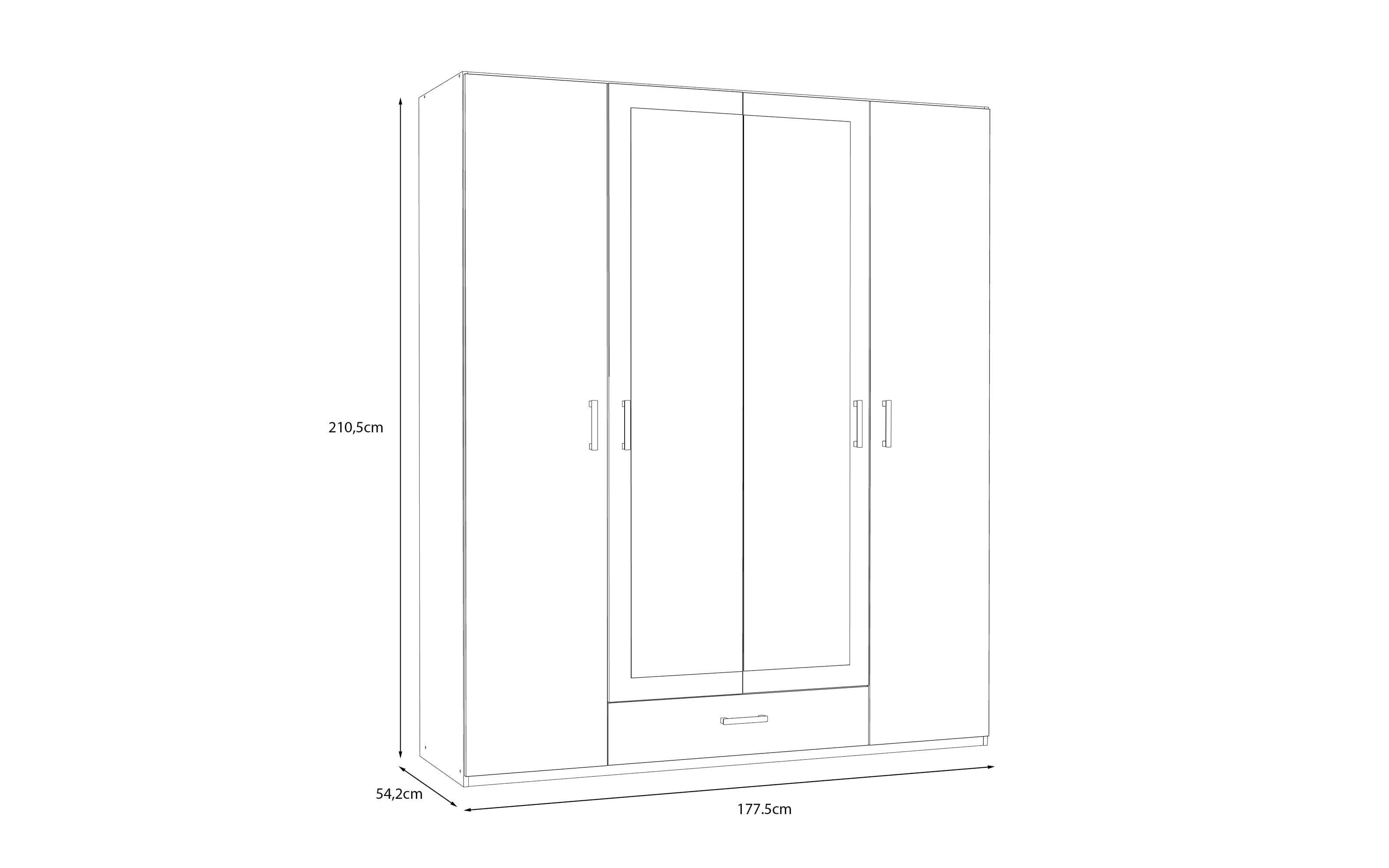Kleiderschrank Econobox2, weiß, 177,5 cm